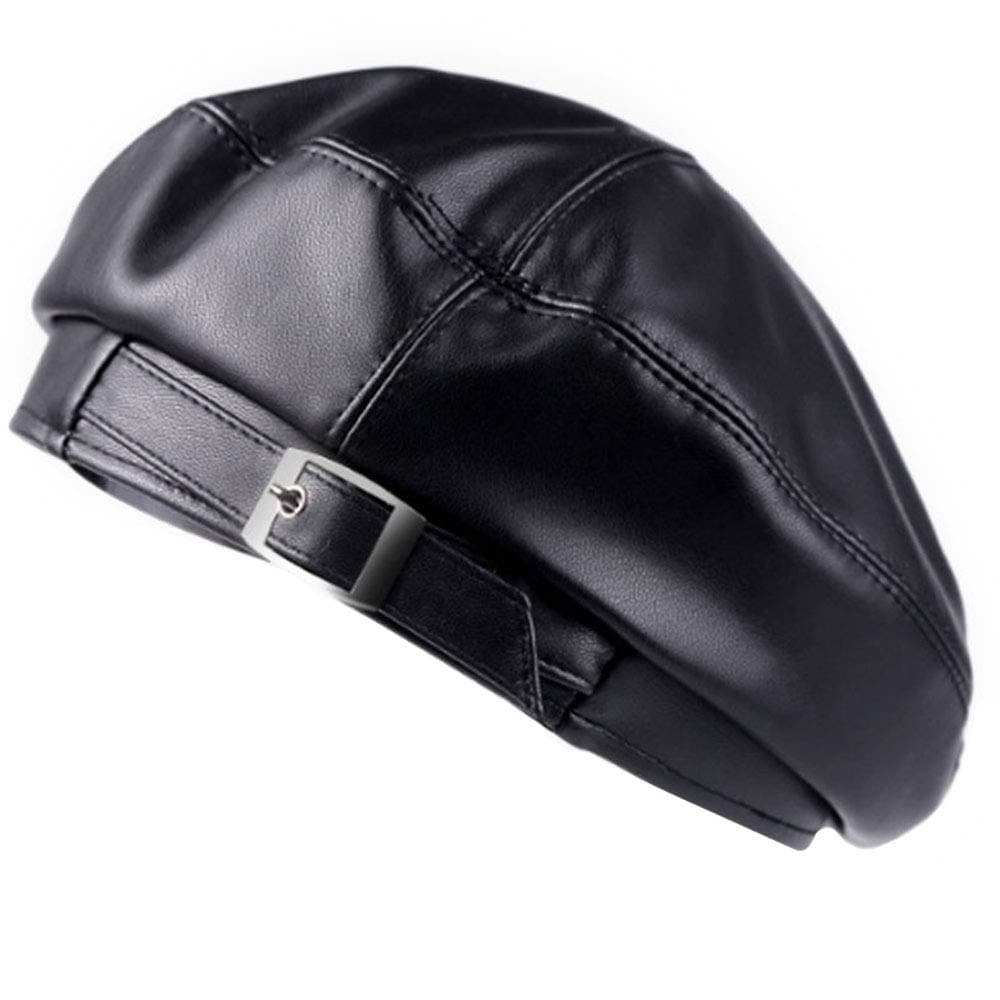 ZLM BAG US Womens Faux Leather Berets Hat Retro Casual Cap Beanie Hat