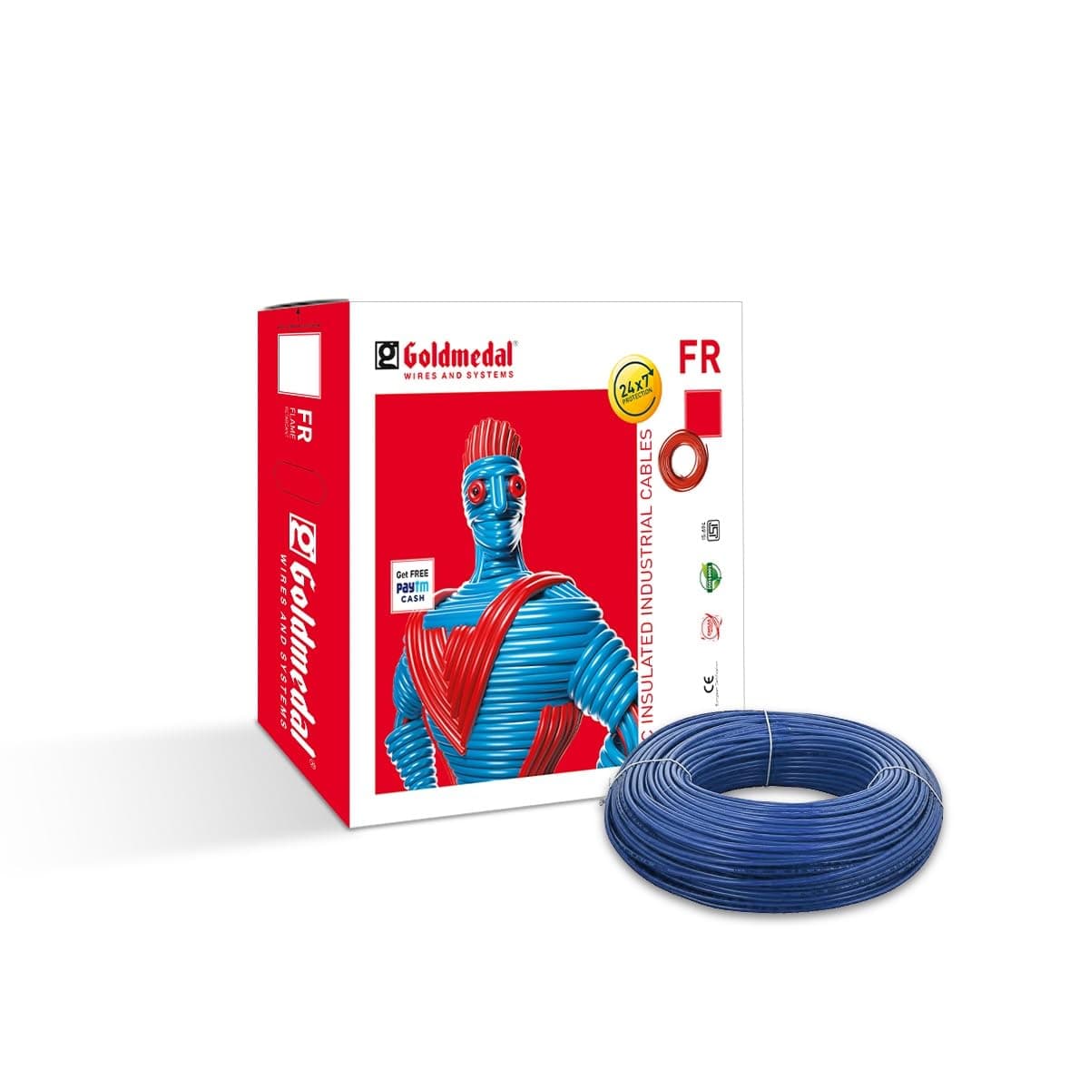 Goldmedal 2.5 Sq mm Fire Retardant Electric Wire | 90 Meter PVC Insulated Single Core Copper Wire | Flexible Electrical Cable for Home, Domestic & Industrial Use | (Blue)