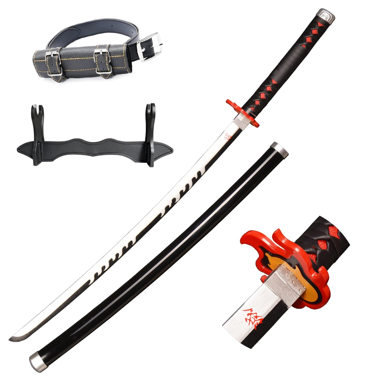 lkjadCosplay Swords Agatsuma Zenitsu Samurai Sword, Katana Sword Plastic Toy Sword for Costume Play Halloween Cosplay Gift 40/30 in