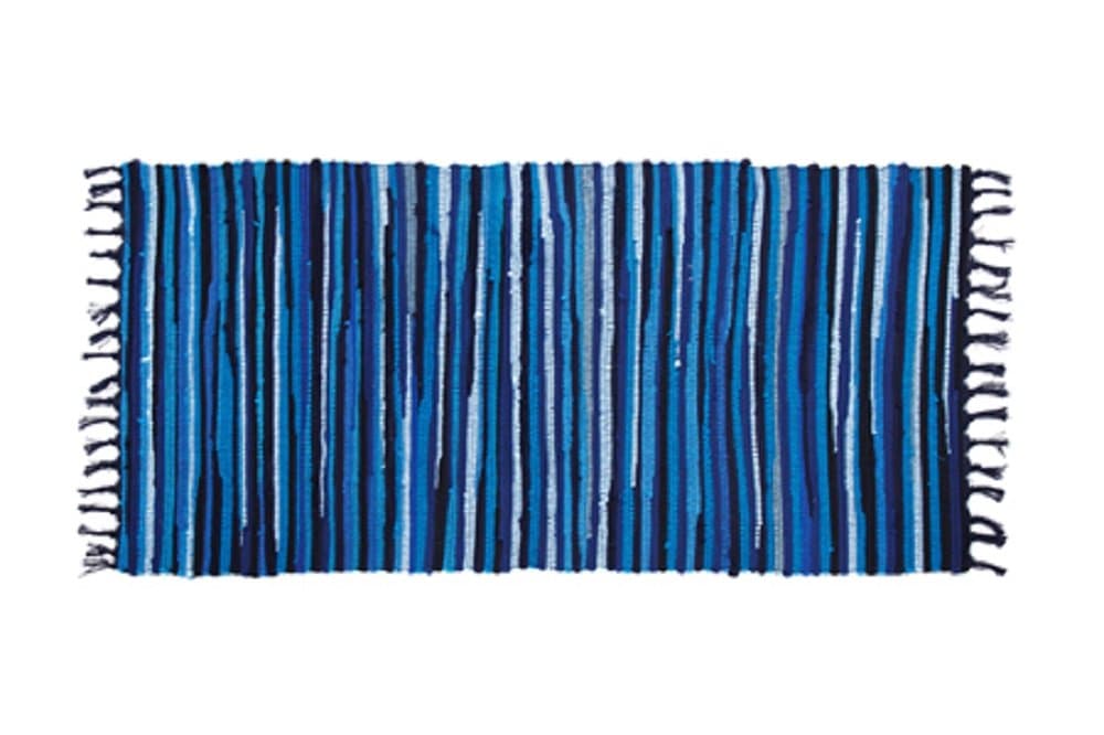 Lvyhome Rectangle Chindi Rag Rug Cotton Reversible Hand Woven Multi Color Striped Area Rug Collection Entryway For Kitchen Living Laundry Room Bathroom Bedroom Dorm (3' x 5', Blue)