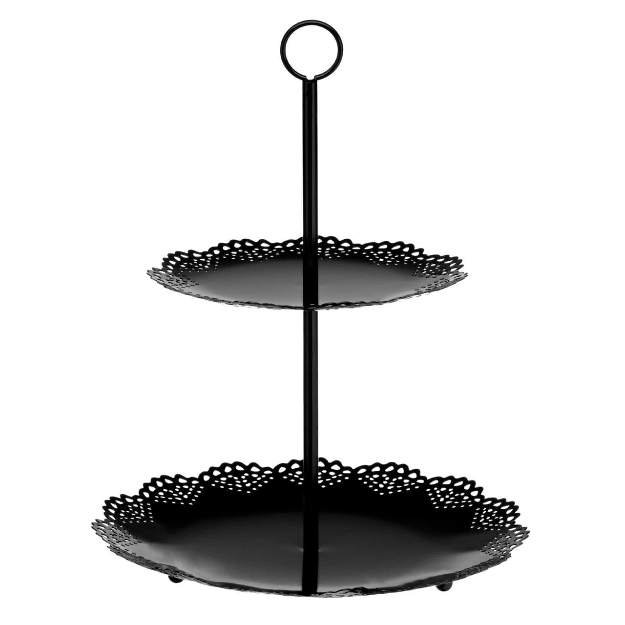 VICTORIAN - 2 Tier Metal Cake Stand / Afternoon Tea Plate - Black