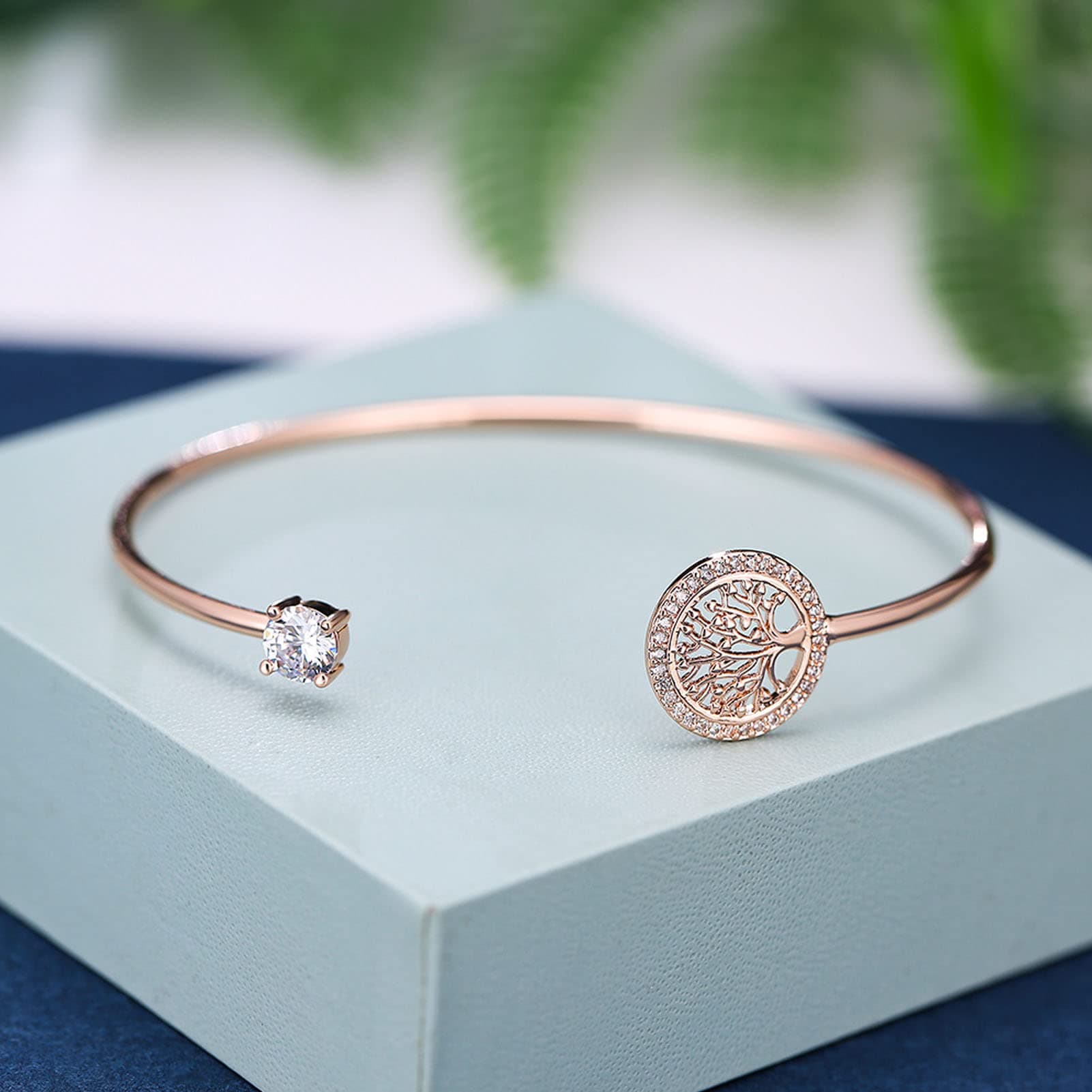 WANGTAOThe Tree of Life Zircons Stone Bracelet, Adjustable Bracelets for Women Cute Wedding Bracelet