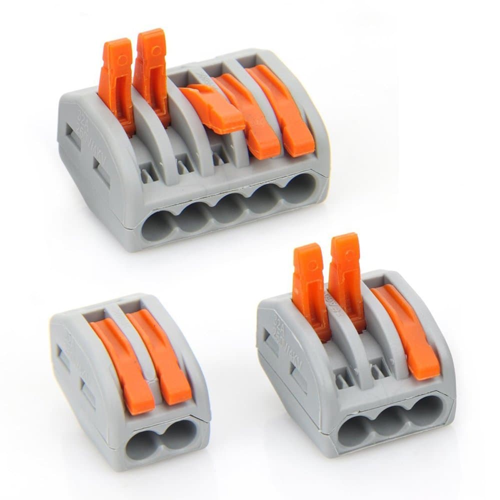 90 PCS Lever Wire Connectors Kit Compact Splicing Wire Connectors Fast Connection Terminal Electrical Connectors 2/3/5 Conductor Assortment Kit for Quick Connect 28-12 AWG
