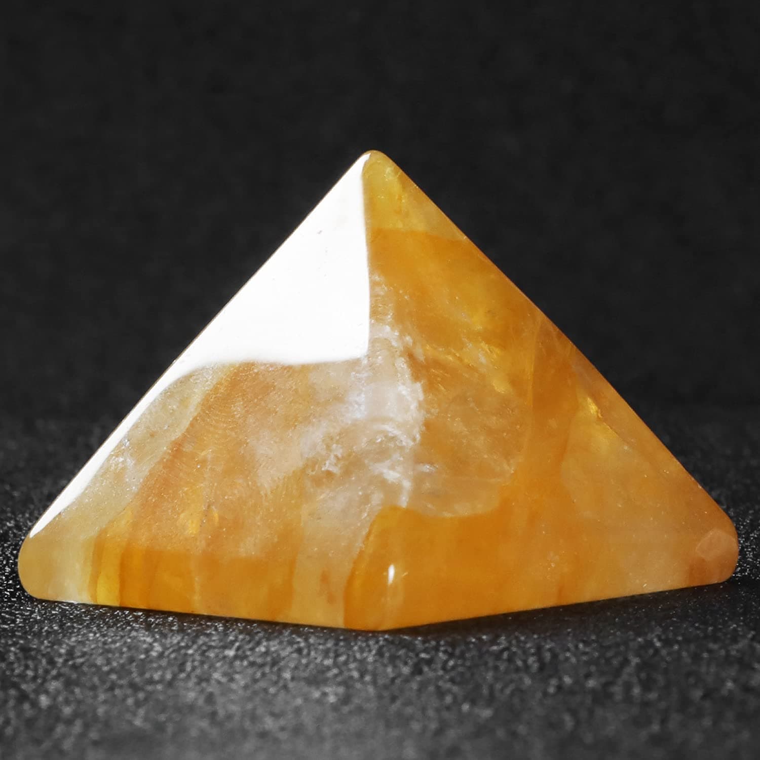 SMQ 1.6" Citrine Crystal Orgone Pyramid Chakra Stones,Hand Carved Gemstone Positive Engrgy Generator,Reiki Healing Pyramid Protection Crystals Figurine Decoration