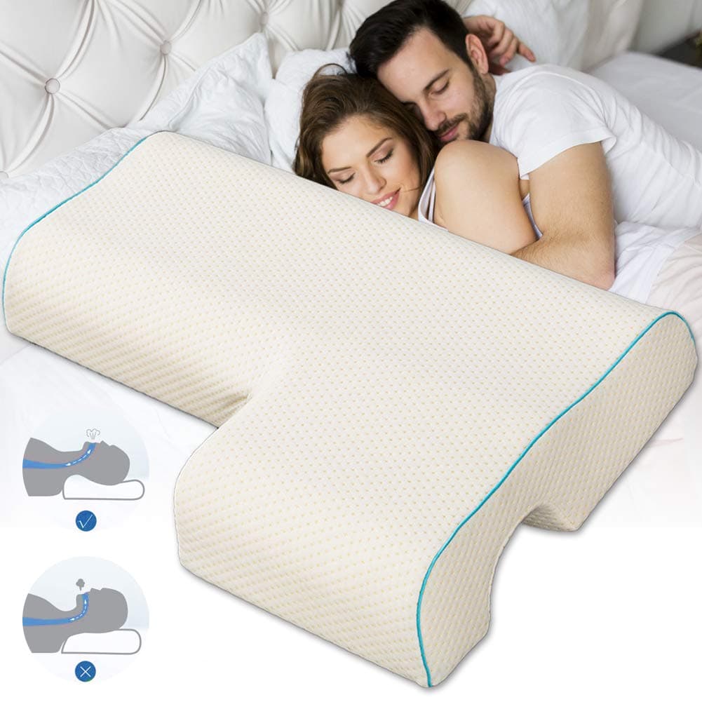 HVUE Couples Pillow, Upgrade Cuddle Pillow Anti Pressure Arm Pillow with Slow Rebound Memory Foam Ergonomic Cervical Pillow for Couples Sleeping, Side Sleepers, Neck Pain Relief(Baby's Breath, Left)