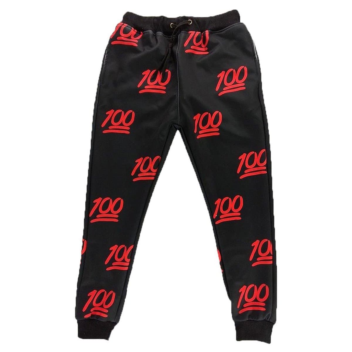Unisex Hipster 100 Score Emoji 3D Sweatpants joggers Sportswear Pants Black (M)