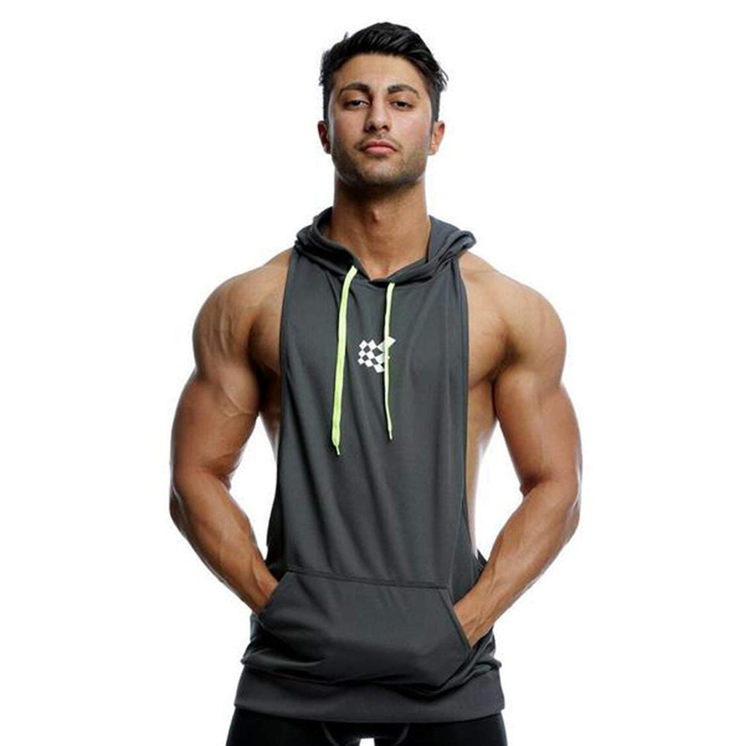 OtherCOOLBABY Mens Gym Stringer Tank Top Bodybuilding Athletic Workout Muscle Fitness Vest Gray M