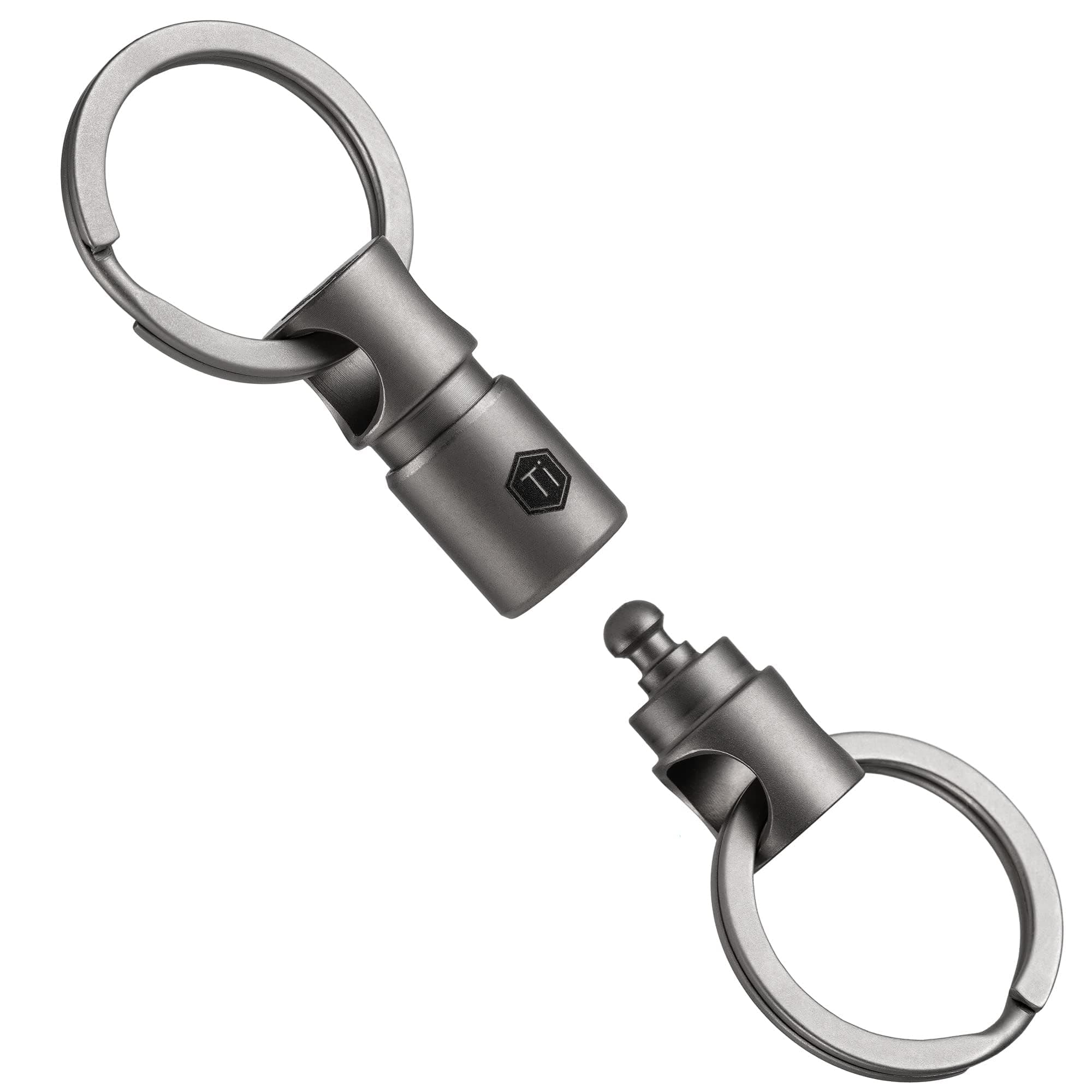 KM00 Belt Loop Keyring Clip, Double-Sided Key Holder, with Quick Release Clip for Key Waist, Removable Key Ring 25 mm, Key Carabiner Titanium