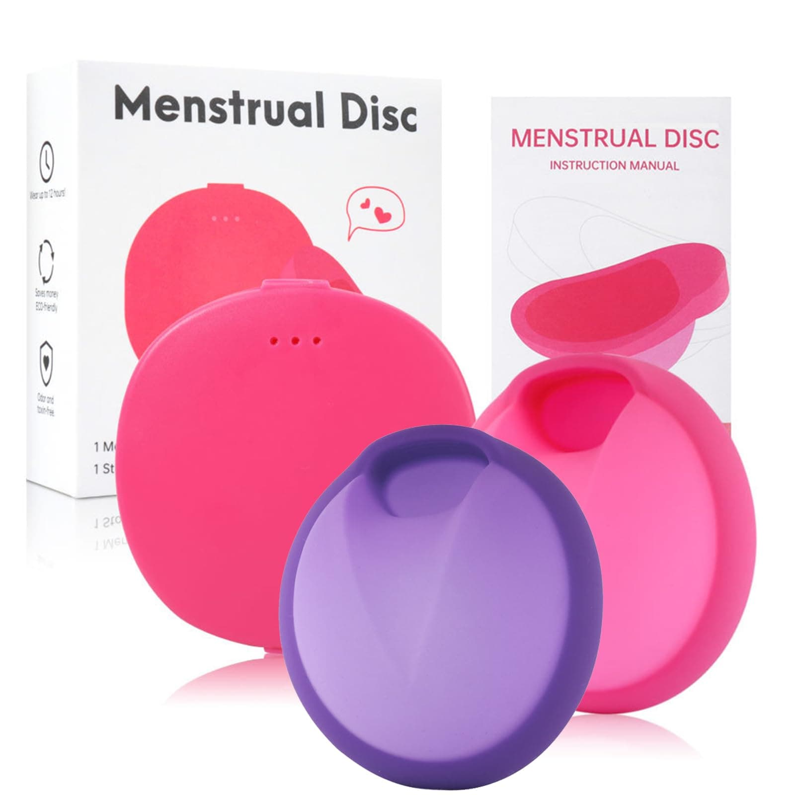 2Pack Reusable Menstrual Disc Kit, Medical Grade Silicone Menstrual Cups, BPA-Free Comfortably Period Cup High Capacity - Use Up to 12 Hours