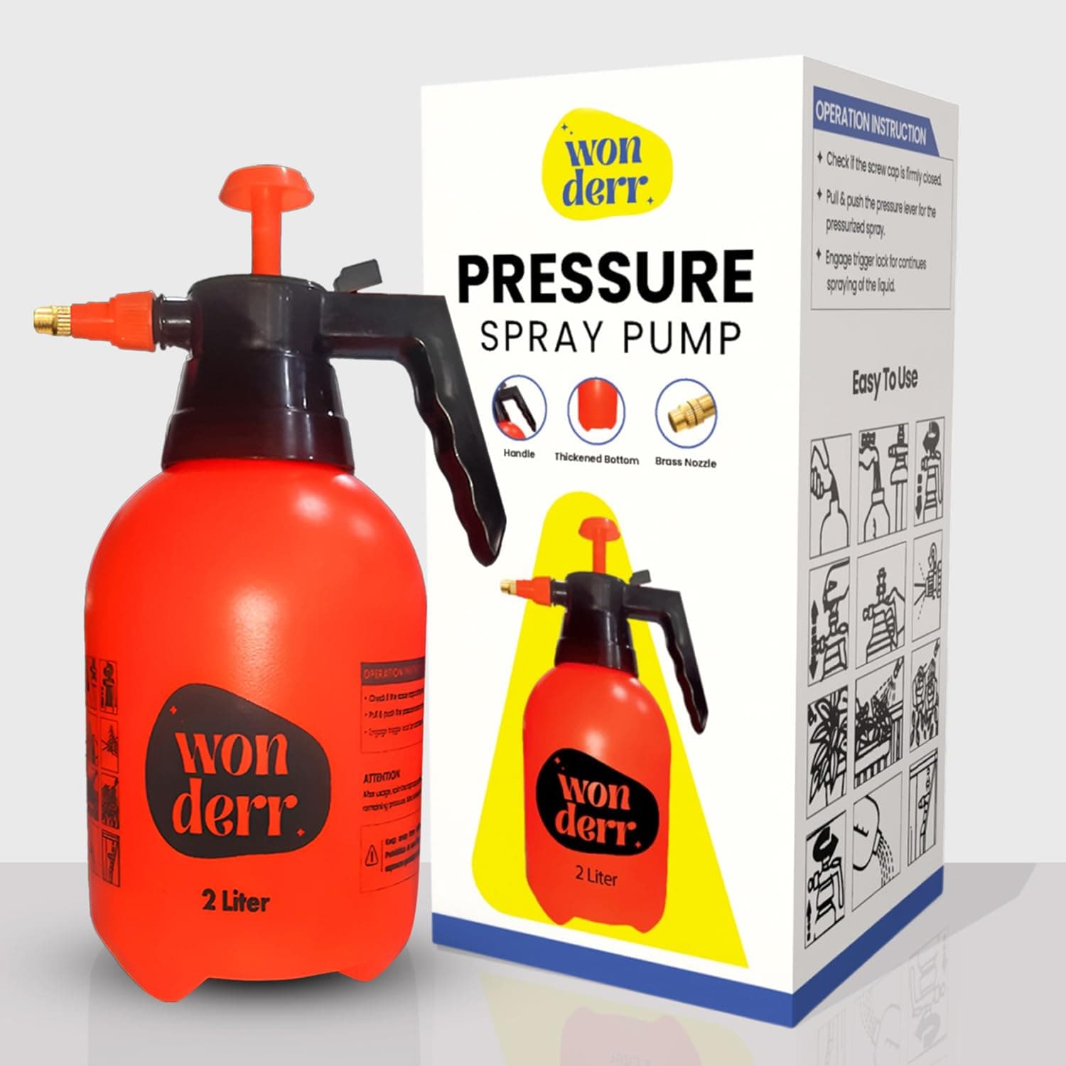 Pressure Spray Pump for Plants(2.0L)|Gardening Water Pump Sprayer for Home Garden|Spray Bottles for Garden Plants and Lawn,Multicolor