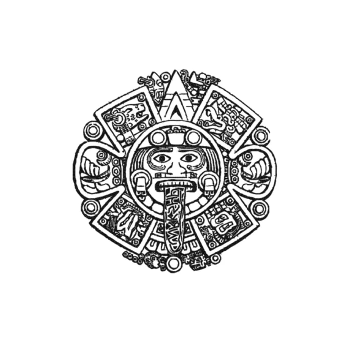 Aztec Sun Stone Tattoo - Aztec Temporary Tattoo/Piedra Del Sol Tattoo