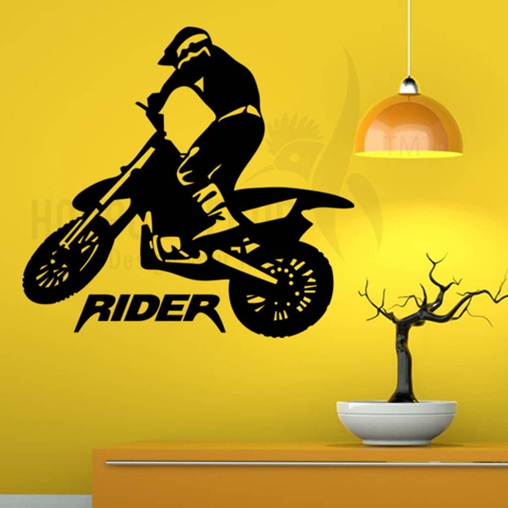 Hoopoe Decor 'Road Bike Rider' Wall Sticker (Vinyl, 53 cm X 0.2 cm x 56 cm, Black) - HDWS-0069-BX