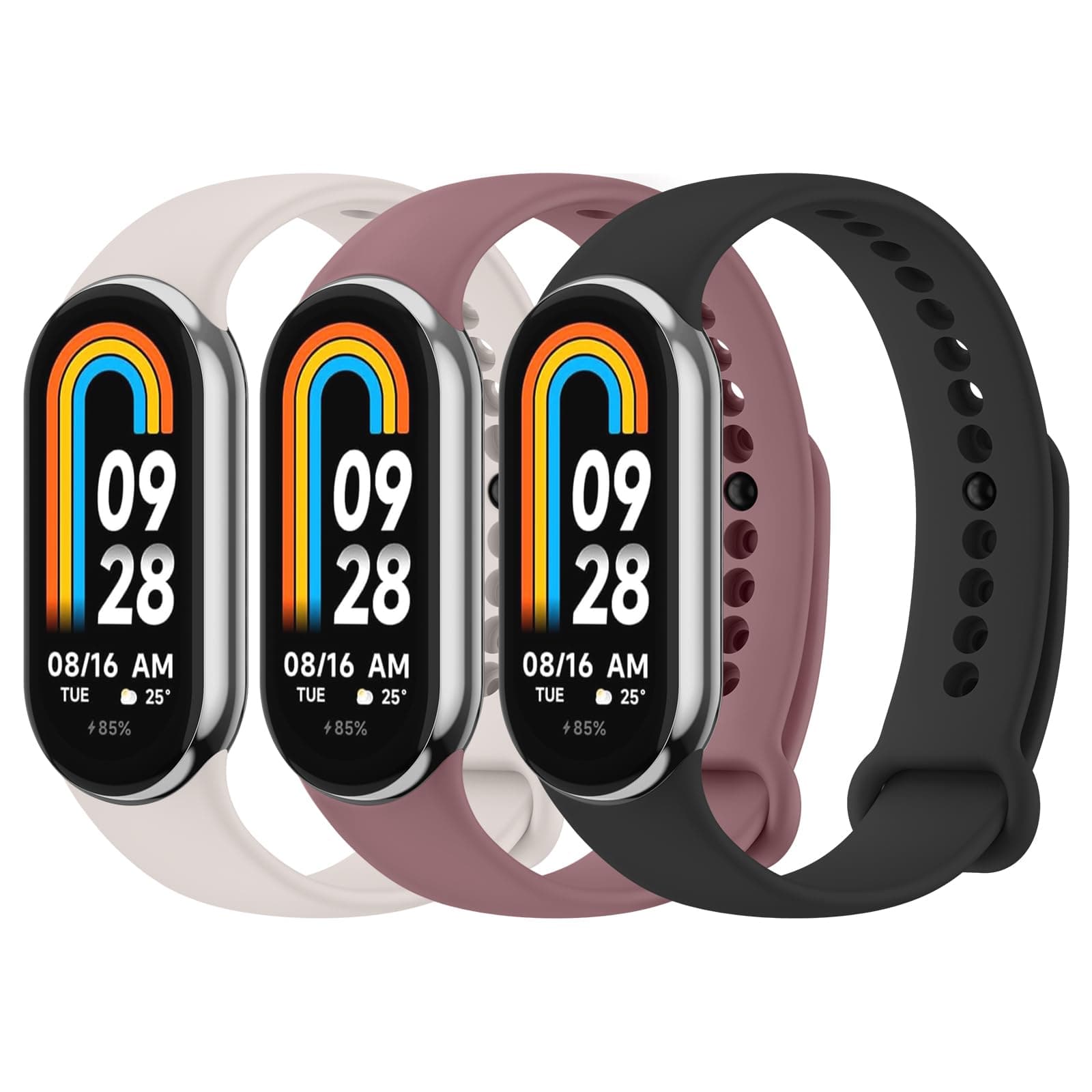 3 Pack Sport Straps for Xiaomi Mi Band 8/9/10, Soft Silicone Replacement Bands for Xiaomi Mi Band 8 &Xiaomi Mi Band 9& Xiaomi Mi Band 10 Fitness Tracker