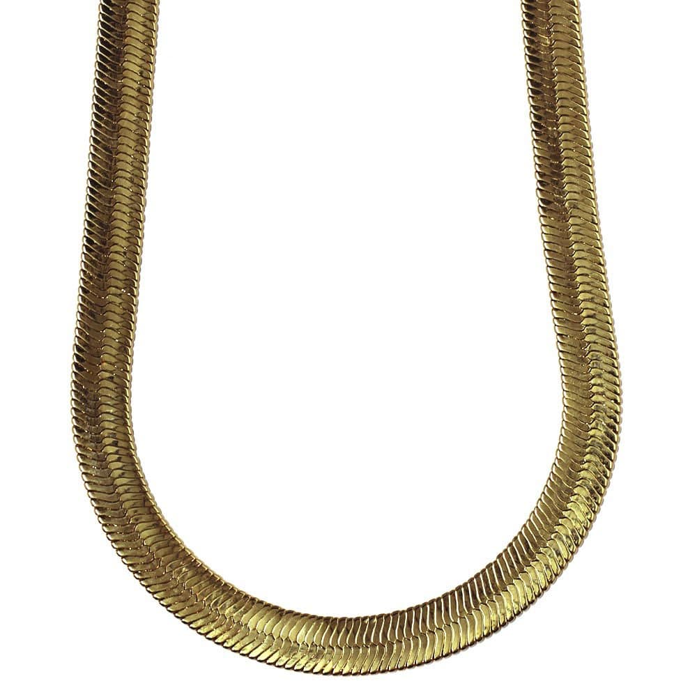 Mega Jewellery 14k Gold Plated Herringbone Chain Necklace 11mm X 20