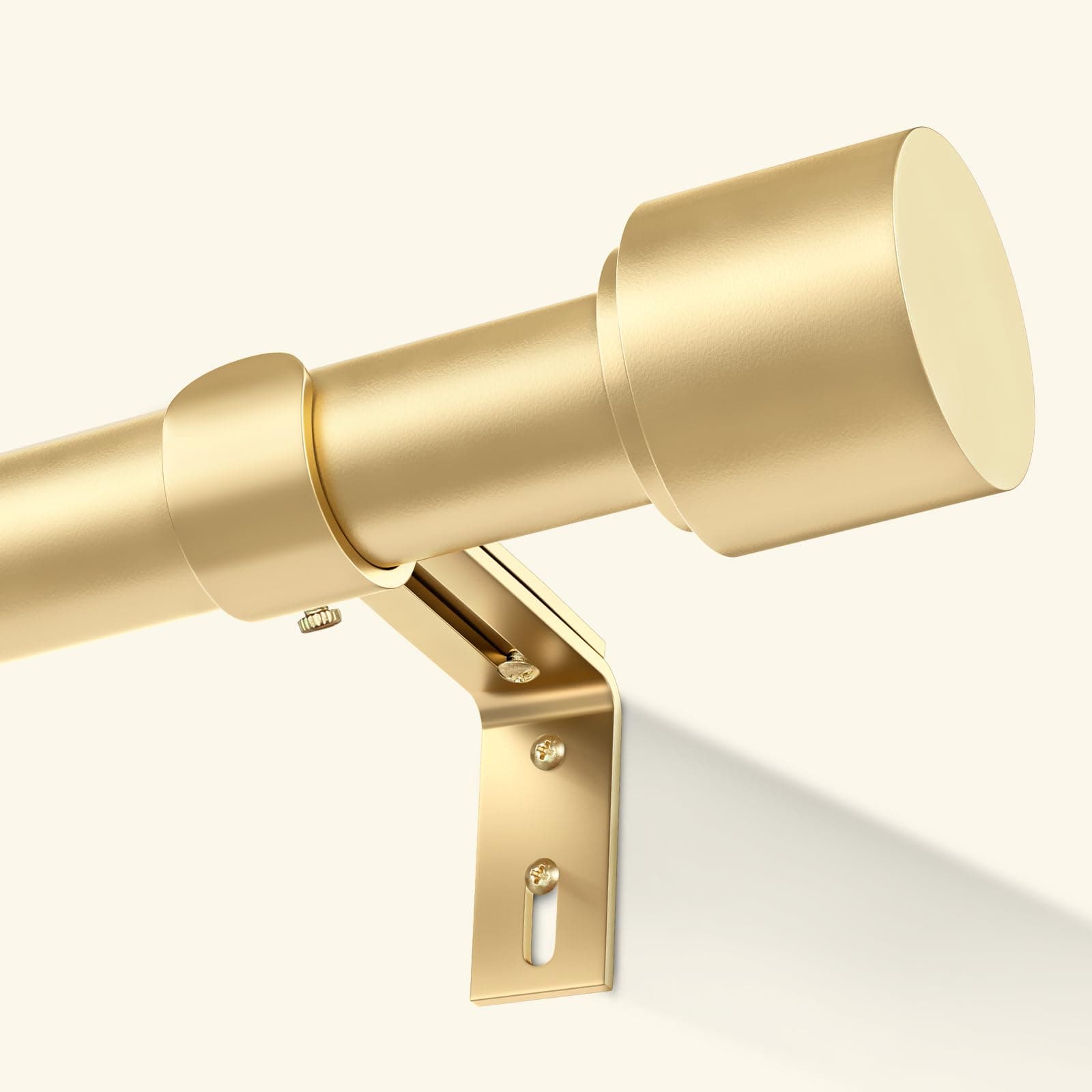 GEEBOBO Gold Curtain Rods for Windows 66 to 120 Inch, 1 Inch Adjustable Heavy Duty Easy Install Curtain Rods Set for Outdoor, Patio, Farmhouse, Bedroom, Living Room (Gold, 30"-120")