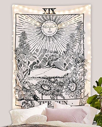 Romantic Tarot Tapestry The Sun Tapestry Medieval Europe Divination Tapestry Wall Hanging Tapestries Mysterious Wall Tapestry for Home Decoration (The Sun, 59"×82")