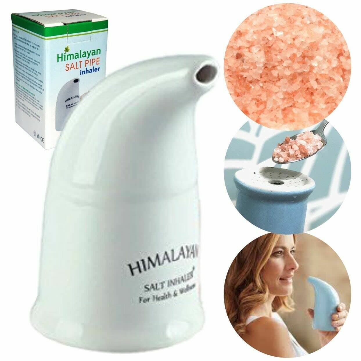 Himalayan Salt Inhaler Pipe Ceramic Filled with 100% Pure Himalayan Salt Pink Crystal Salt 200gm