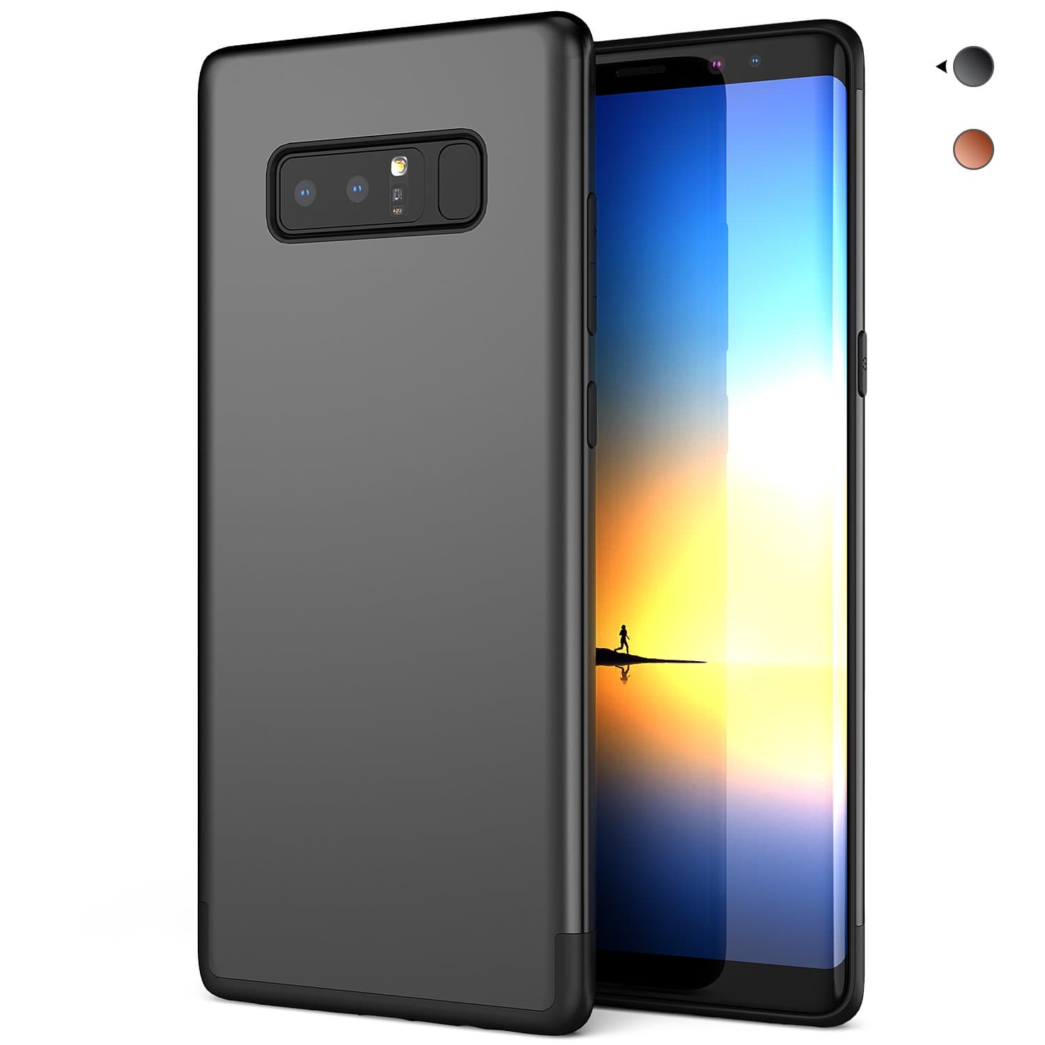 for Galaxy Note 8 Case, Leseeing Note 8 Case [TPU+PC] Dual Protection for Samsung Galaxy Note 8 Case with Soft Bumper Black Note 8 Case [Support Wireless Charging] - Black