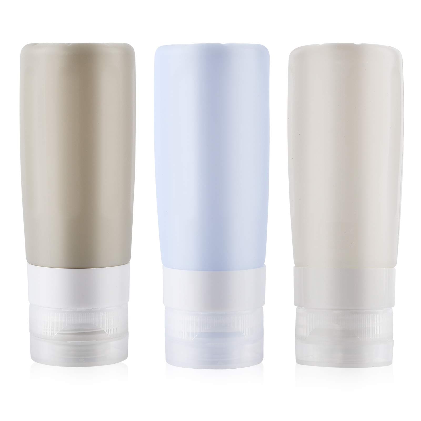 YISEA Travel Bottles, Travel Containers For Toiletries 3oz Leakproof Silicone TSA Approved Travel Size Refillable Squeezable Bottles for Shampoo Conditioner Lotion Face Body Wash (3 Pack)