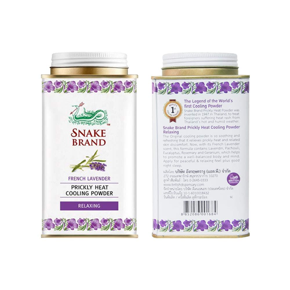 Snake Brand Prickly Heat Cooling Powder 1 Can (Lavender, 140g)