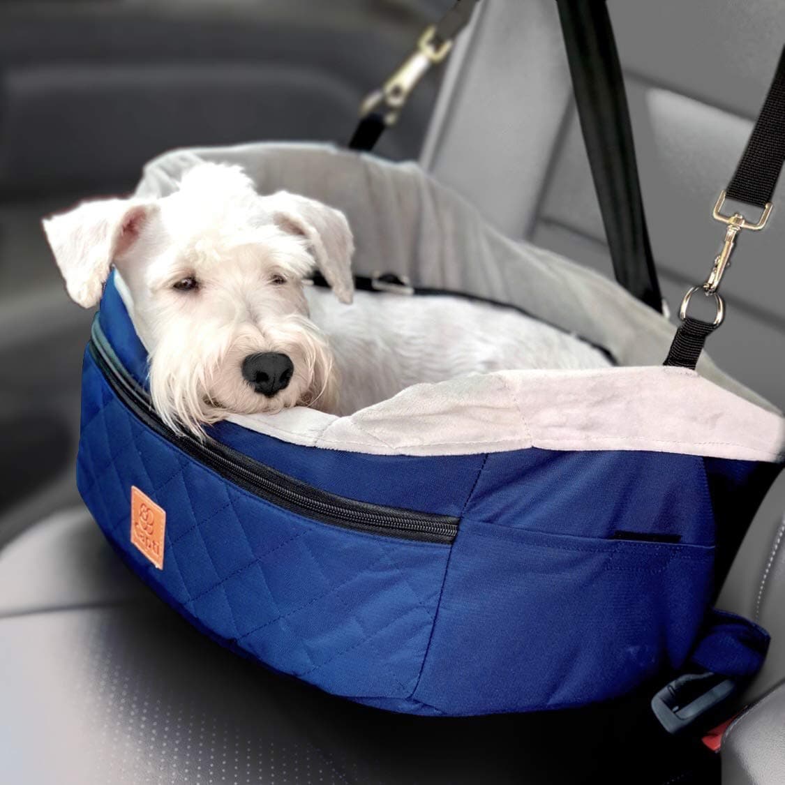 Dog Car Seats for Small Dogs - Quality Fabrics, Easily Attaches to a Seatbelt, Collapsible, Cleans Easily, 16 x 13 x 9 in, Dog Car Seat Booster for Vehicles, Great for Pets Up to 15 lbs