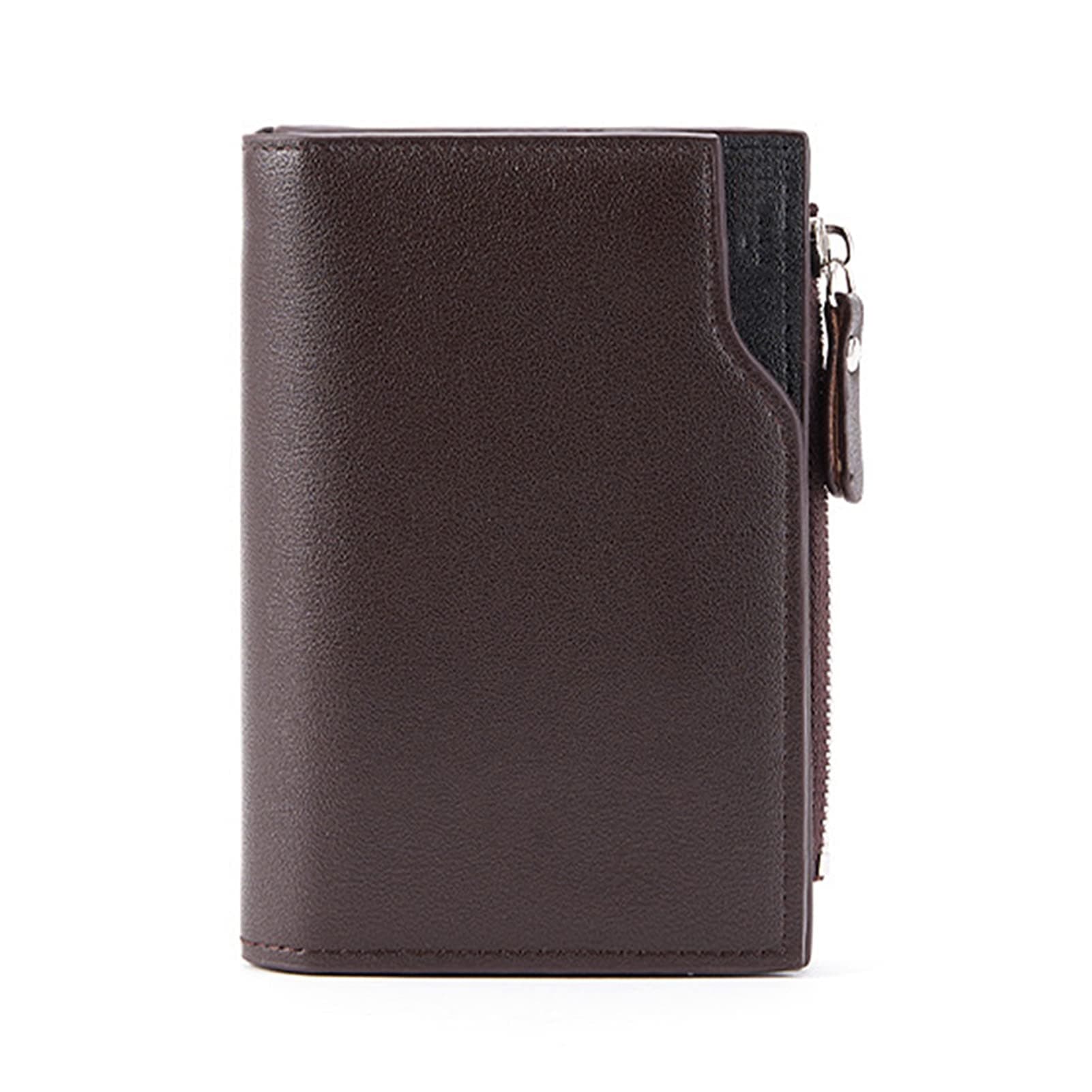 WFCC Men PU Leather Wallet Zipper Purse Money Cash Card Holder Super Thin Birthday Gift for Father Boyfriend