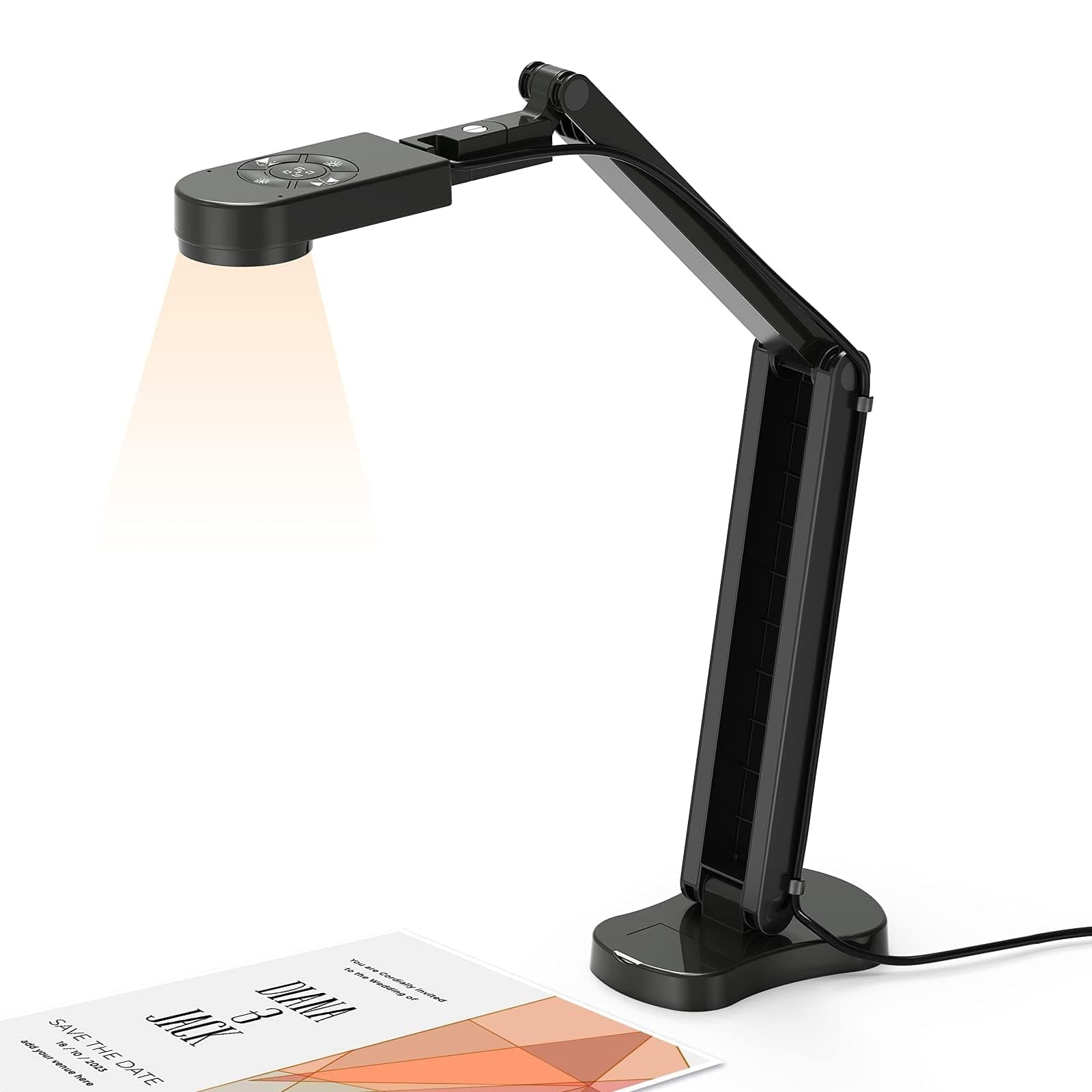 Visualiser 8MP & Document Camera for Teaching, USB Webcam 4K with 3-Level LED Light, Image Invert Function, Fold, Dual Microphones for Mac OS, Windows, Chromebooks work for Distance Learning