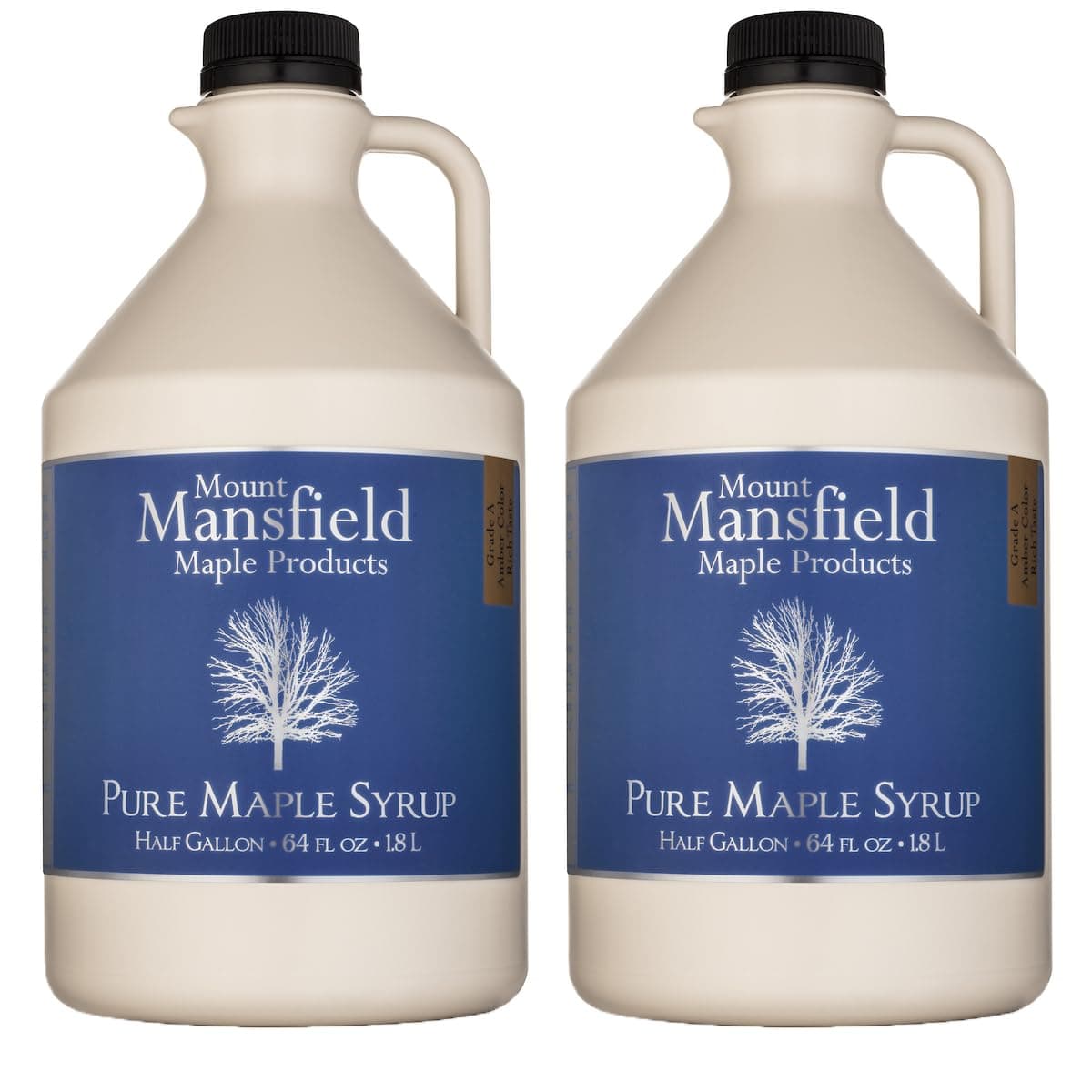 Mansfield Maple Pure Vermont Maple Syrup in Plastic Jug Grade A Amber Rich, Gallon (Ships as 2 Half Gallons)