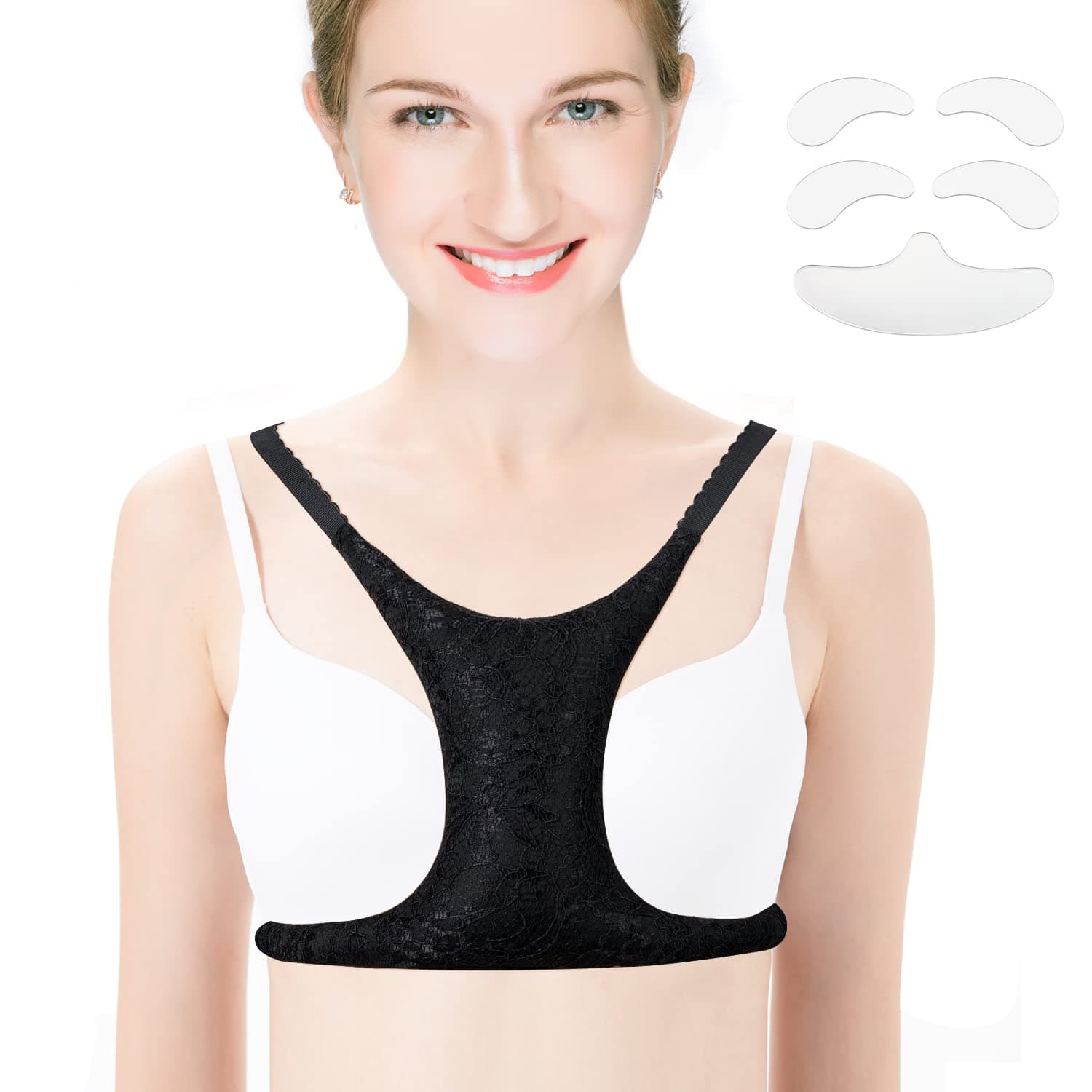 Zcvtbye Anti Wrinkle Bra Pillow Set Breast Wrinkle Prevention, Eliminate and Prevent Chest Wrinkles, Anti Aging Pillow Breast Support for Women (Chest Pillow+Silicone Anti-Wrinkle Face Pads 5pcs)