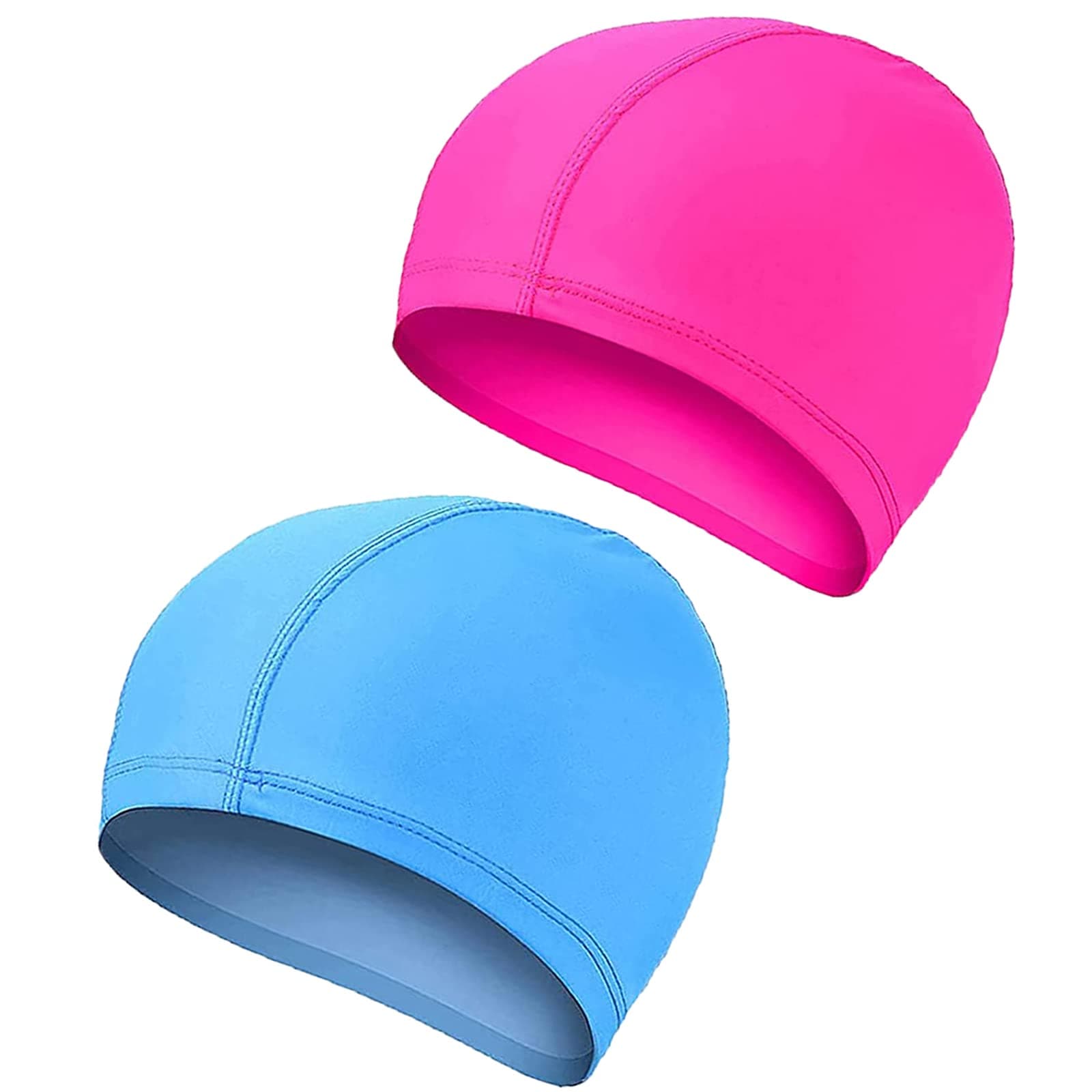 2 Pcs Swimming Caps for Kids Girls Boys and Adult Teenager,Comfortable Light Swimming Caps,Super Stretch No Pull Hair Swimming Hats for Long and Short Hair