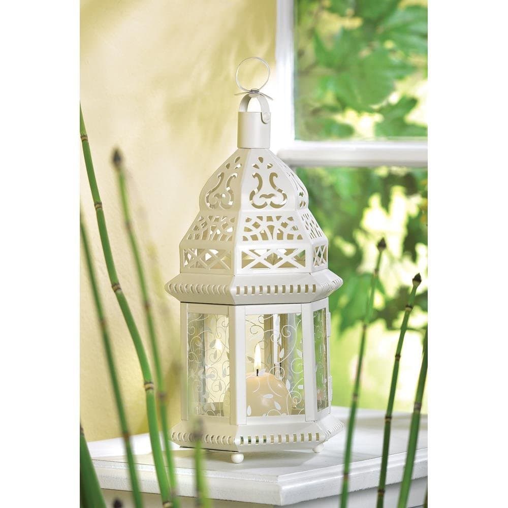 Candleholders Lanterns White chic Moroccan shabby Candle Lantern holder wedding centerpiece