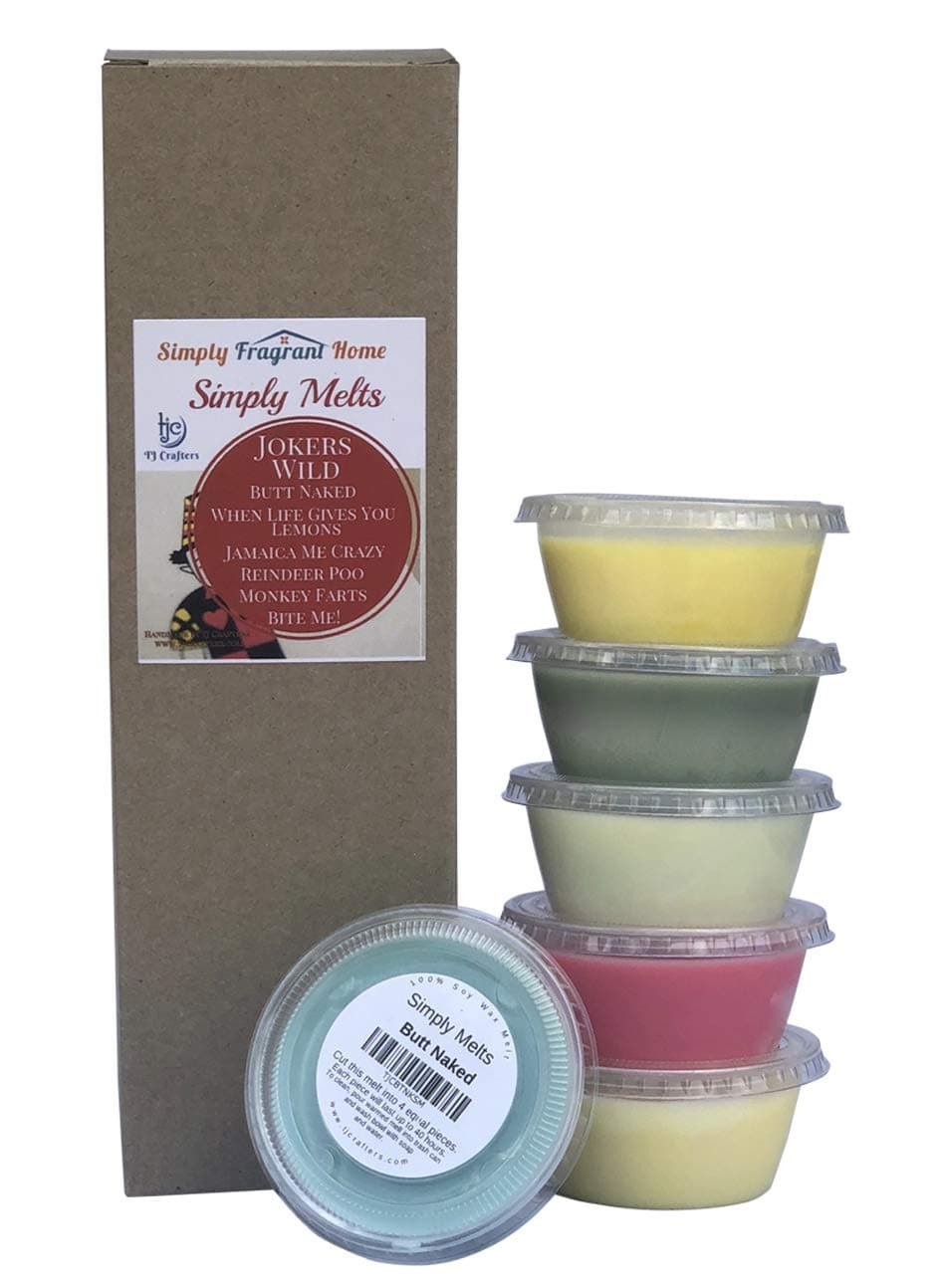 Scented Wax Melts Variety Pack - Hand Poured Natural Soy Candle Wax Melts for Warmers, 6 Resealable Cups (2.2 Oz Each, 13.2 Oz Total), Up to 40 Hours of Scent Throw Per Quarter Cup (Jokers Wild)