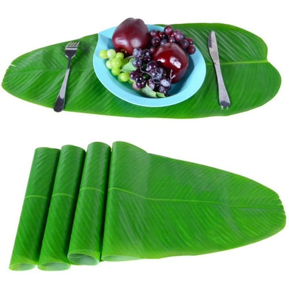 Ericetion 5pcs Large Artificial Banana Leaves, Tropical Leaves Artificial Banana Leaf Simulation Leaves Placemat Table Mat for Garden Wall Decor