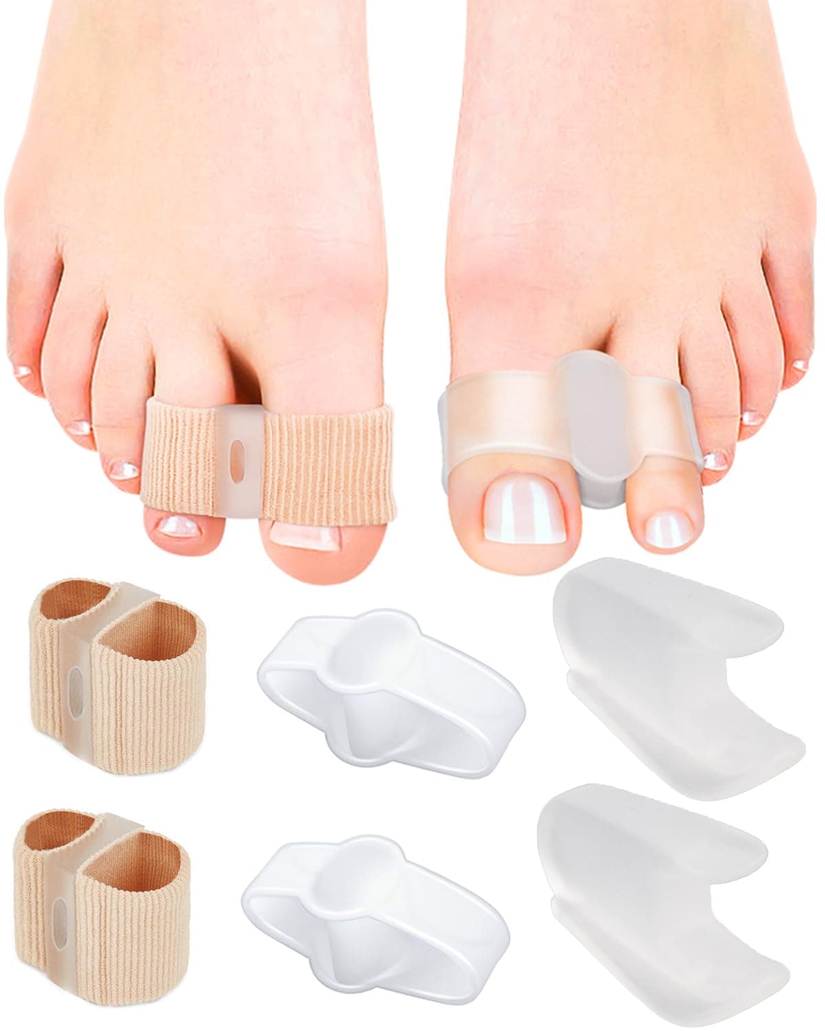 Toe Separators Bunion Corrector for Women Men, Gel Big Toe Spacers Overlapping Toe Corrector, Hammer Toe Straightener Silicone Toe Spreader (6-Pack)