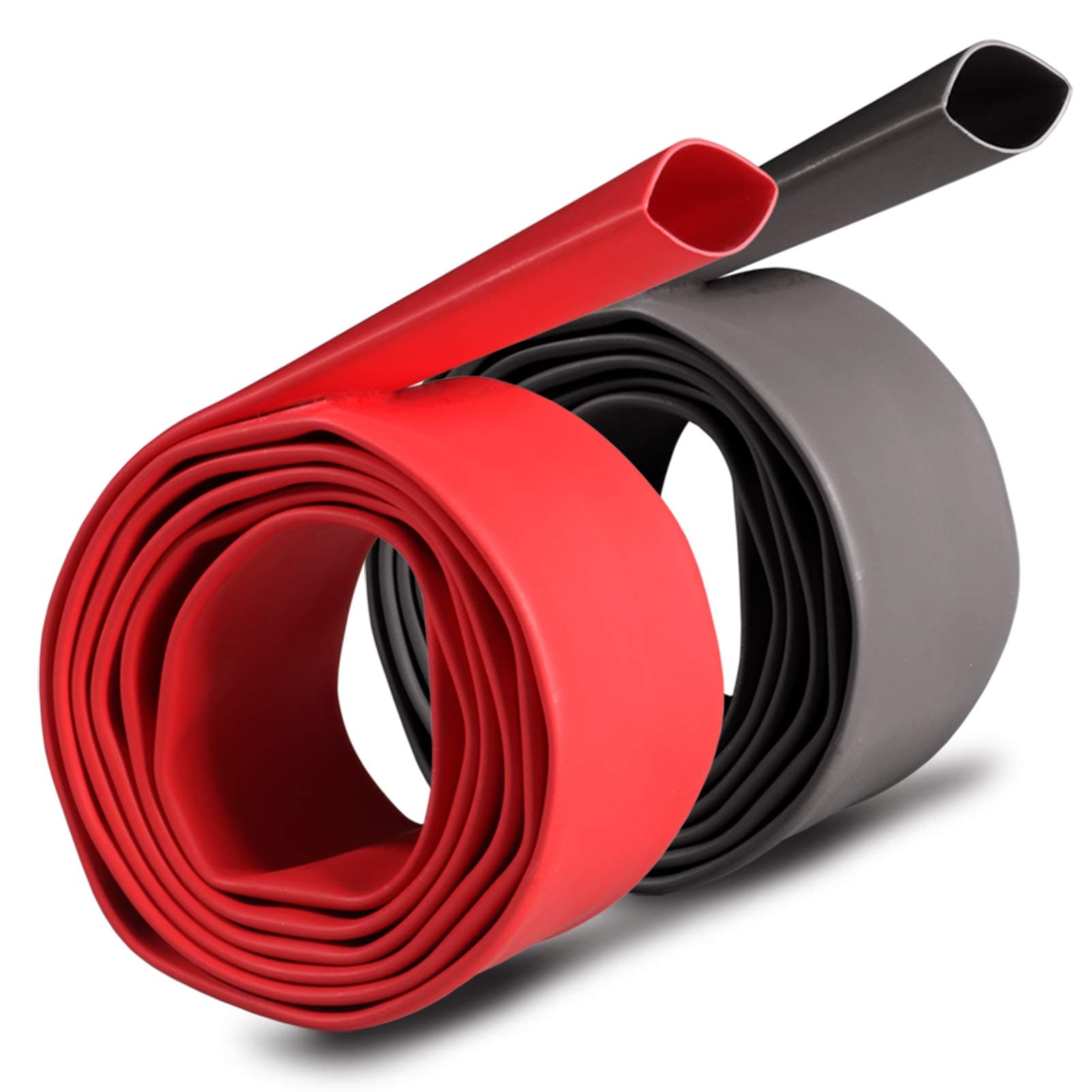2 Pcs 1/2 inch (Diameter) 3:1 Waterproof Heat Shrink Tubing Kit, Large Marine Dual Wall Adhesive Shrinkable Wire Wrap Tube, Insulation Sealing Cable Protector by YUKSY (4ft, Black & Red)