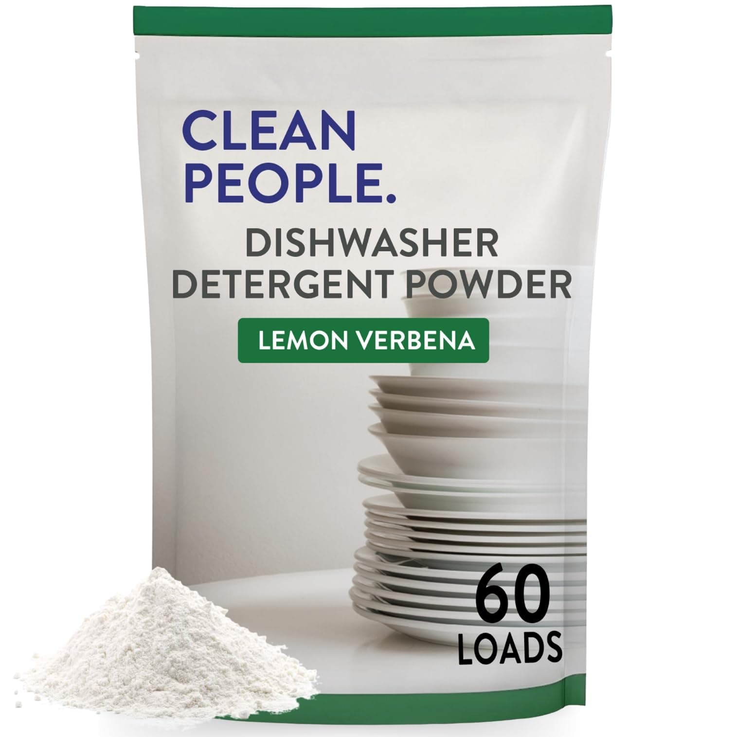 The Clean People Dishwasher Detergent Powder | Cuts Grease and Rinses Sparkling Clean | Residue-Free (30 Ounce, Lemon Verbena)