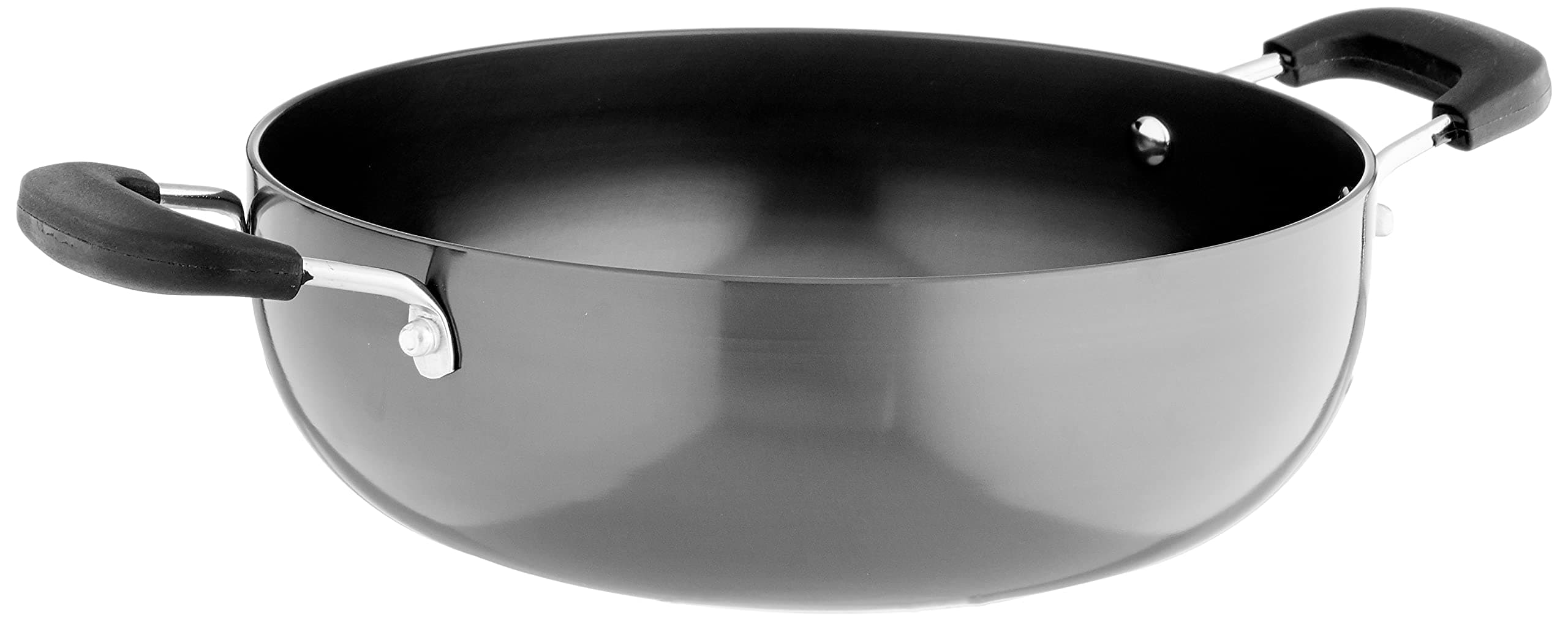 Eris Hard Anodized Deep Fry Pan/Kadhai, 8.5", Black
