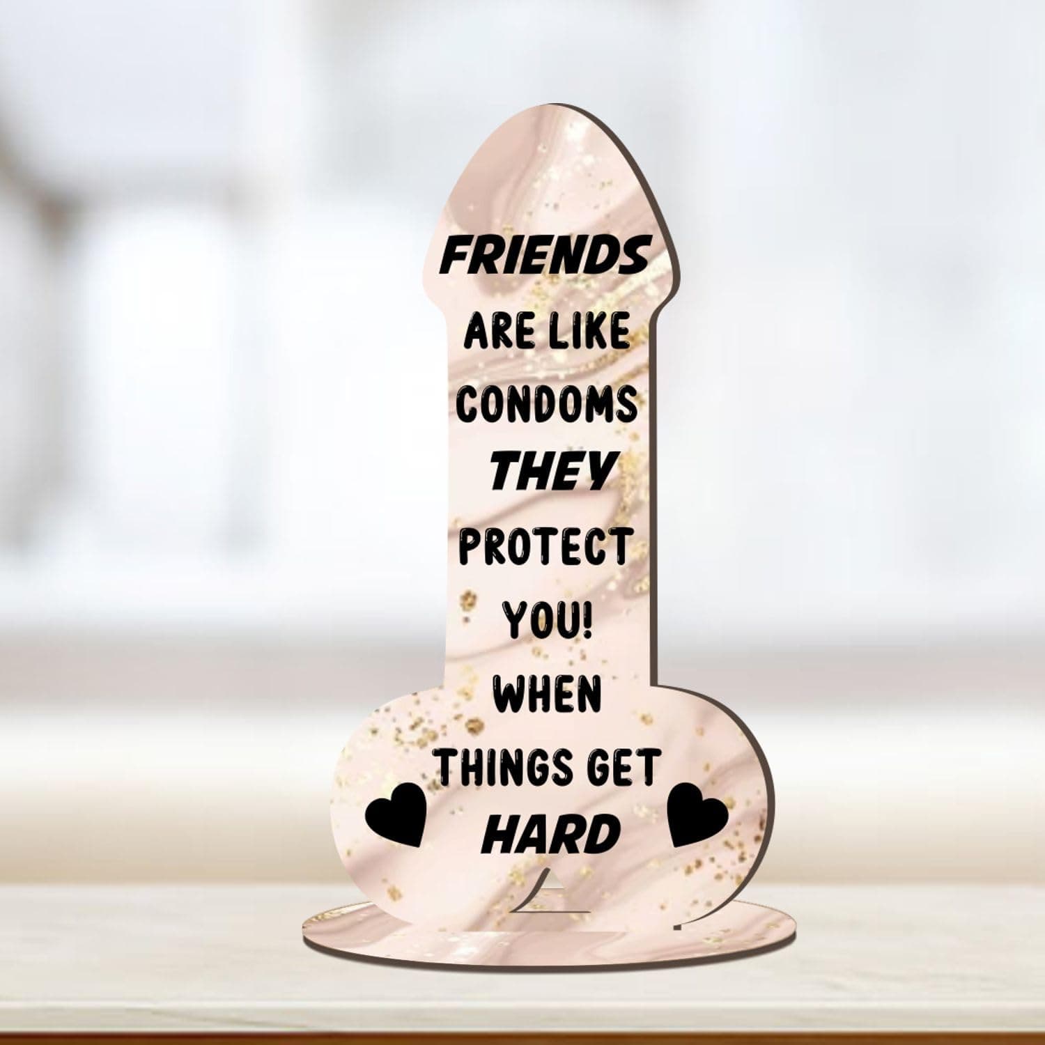 Funny Rude Friendship Plaque Novelty Birthday Best Friend Joke Gift Her Color and Material Options Available (Mdf Wood Small 13.5cm x 7cm, Marble Effect)