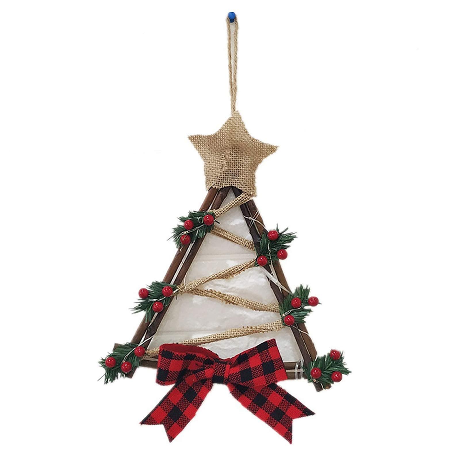 MOODUUTYChristmas Wreath, 9.84 Inch LED Triangle Merry Christmas Front Door Wreaths Small Christmas Decorations Home Decor