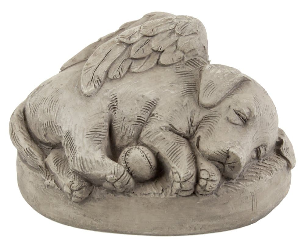 ANG-0273-0101 Resin Dog Angel with Ball Outdoor Statue, 8-Inch, Grey