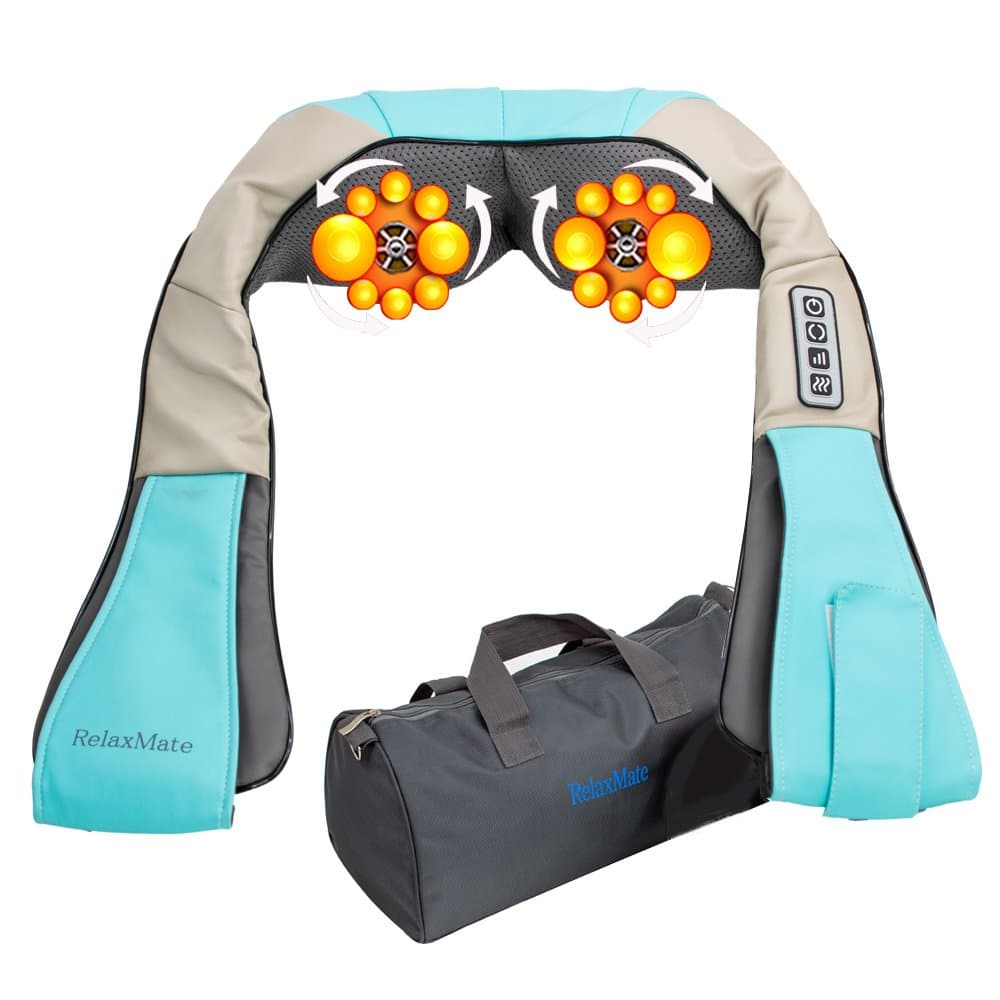 RelaxMate Shiatsu Neck Back Massager with Heat, Deep Kneading Electric Massager for Neck, Back, Shoulder, Legs and Foot- Relieve Body Muscle Pain