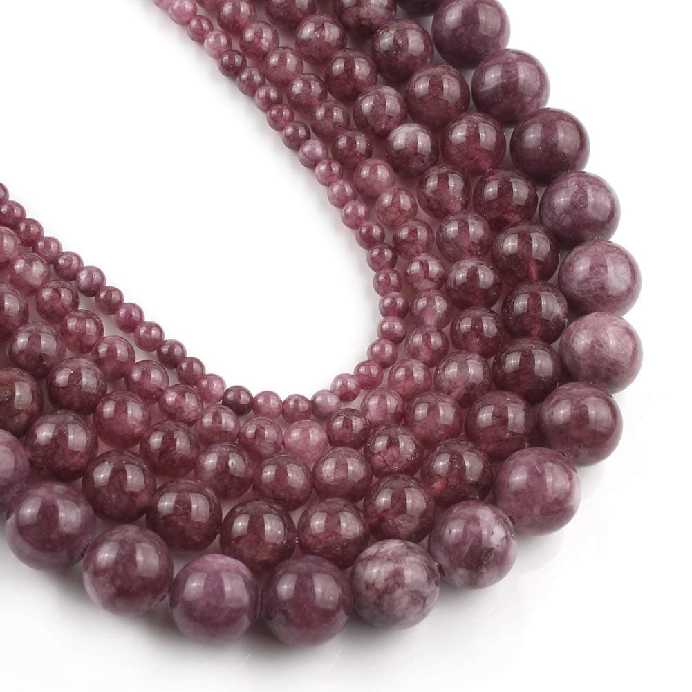 Yochus 45pcs Lepidolite Stone Beads,8mm Healing Power Natural Stone Round Loose Beads for Jewelry Making Earring Necklace DIY Crafts