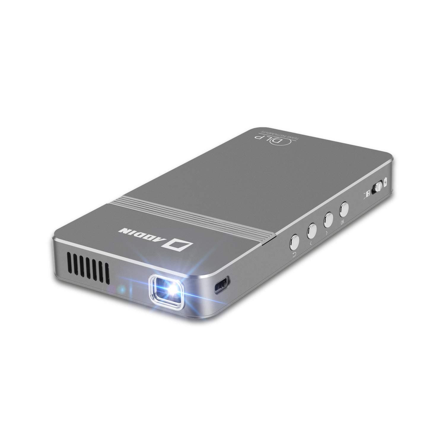 AirGo Pico Projector, WiFi Mini Projector Portable, DLP LED Video Projector, HDMI, USB, Micro SD, 3.5mm Audio for iPhone, Android, Laptop, PC, Game, 100 ANSI Lumen