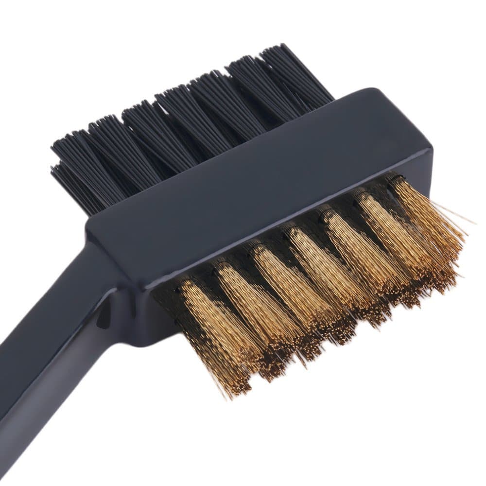 Brass New 2 Sided Dual Bristles Wires Golf Club Brush Groove Cleaner Kit Tool Black Useful