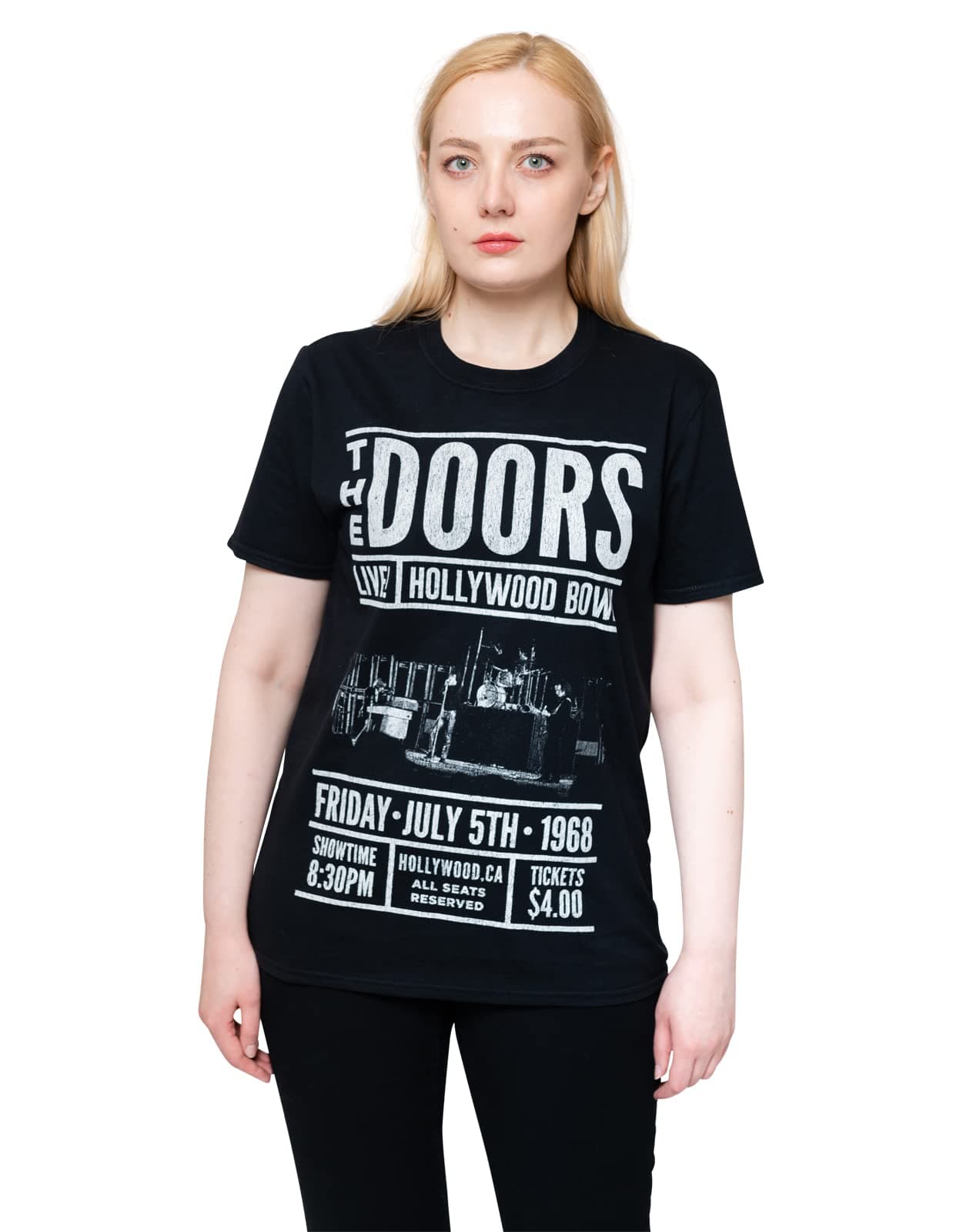 The DoorsT Shirt Live Hollywood Bowl Flyer Band Logo Official Unisex Black Size L