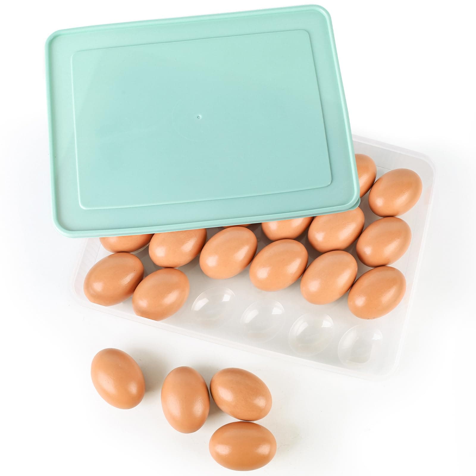 HAKSEN Deviled Egg Containers with Lid, 24 Eggs Portable Storage Carrier Egg Holder Deviled Egg Tray for Refrigerator Easter Party