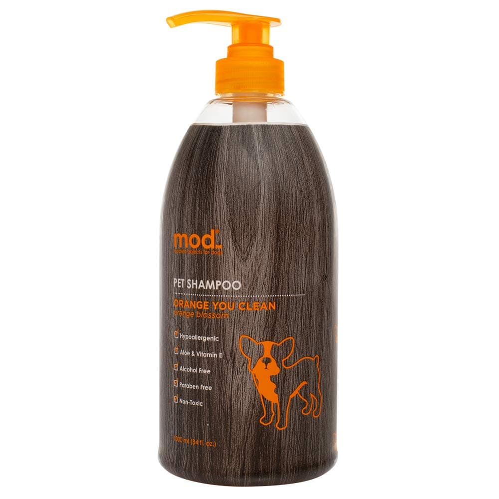 MOD Pet Shampoo - for Dogs & Cats - Hypoallergenic w/Aloe & Vitamin E - Conditions & Deodorizes - Provides Relief from Itchy Dry Skin & Nourishes Coat (Orange Blossom, 34 oz Pump)