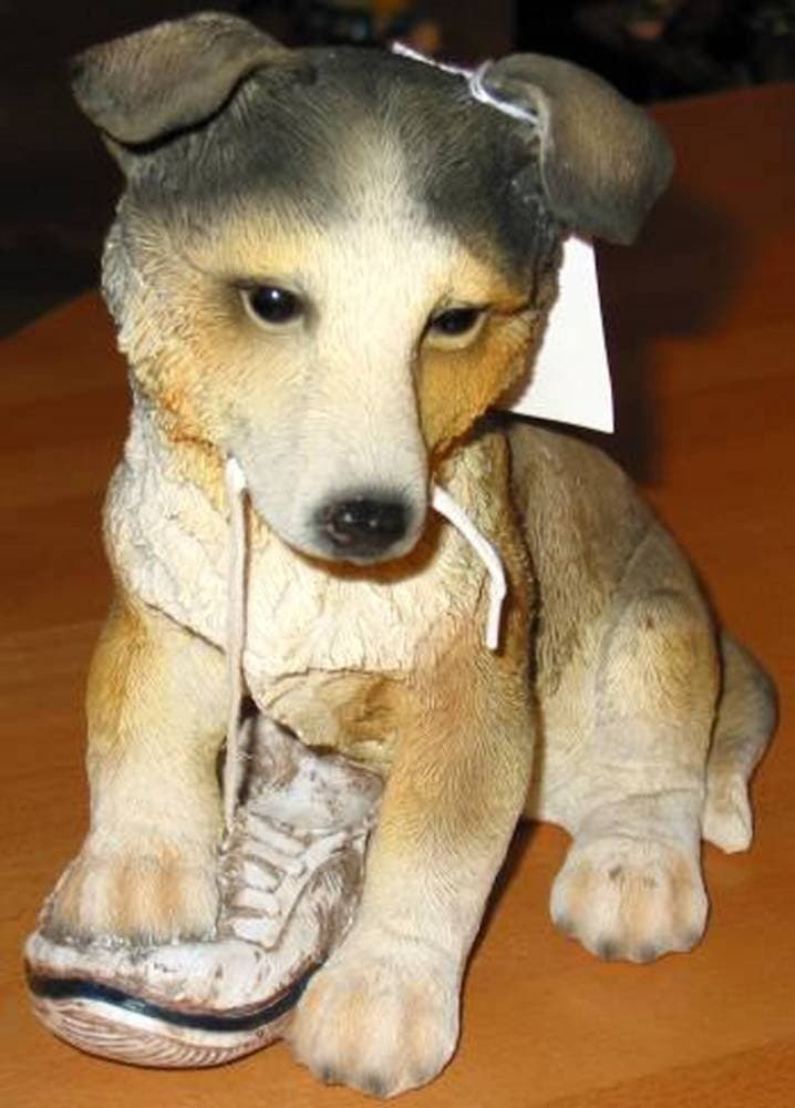 Retired Gift Link Collie Puppy W Tennis Shoe Money Bank