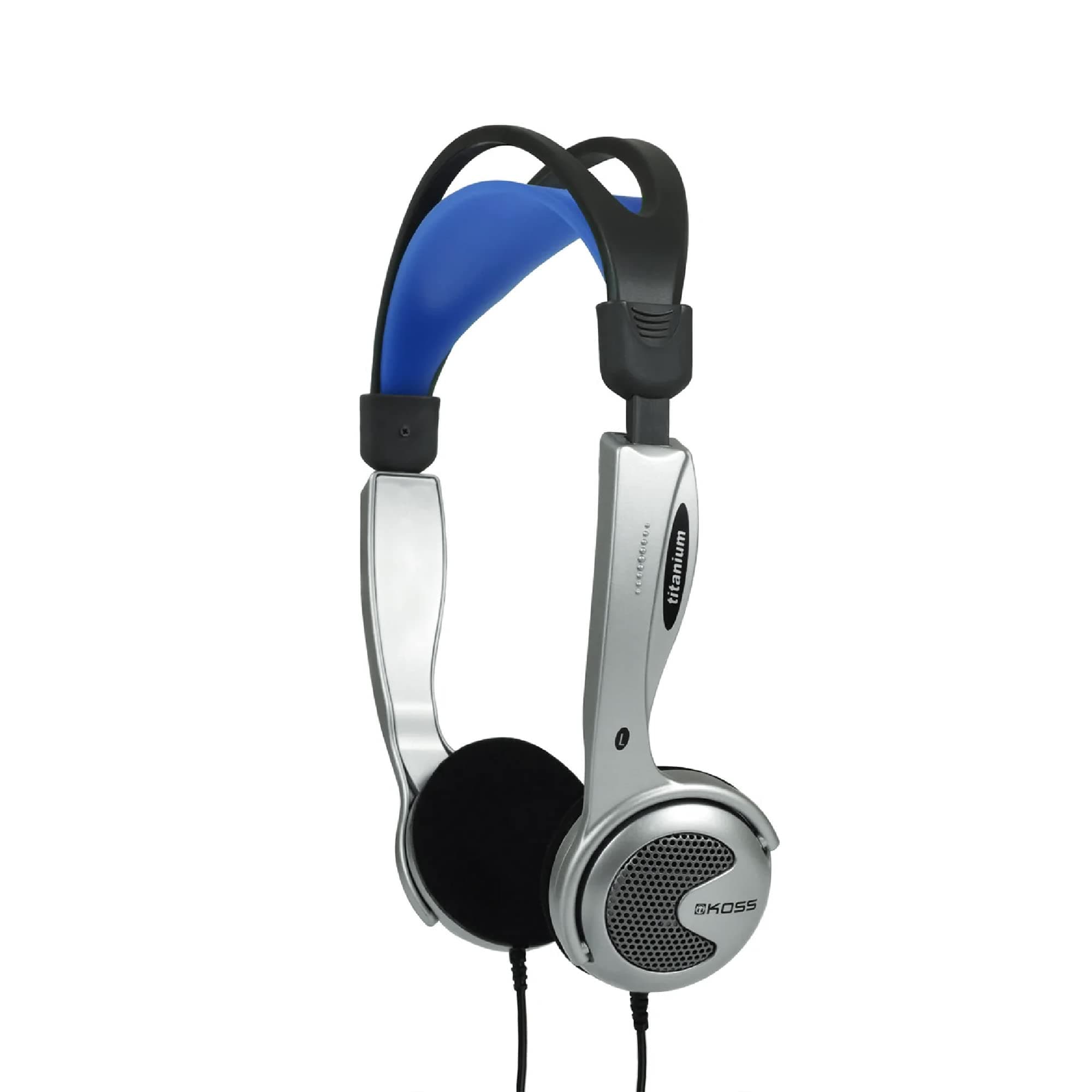 KTXPro1 Titanium On-Ear Portable Headphones, Volume Control, Ultra Lightweigt Design, Silver Black and Blue