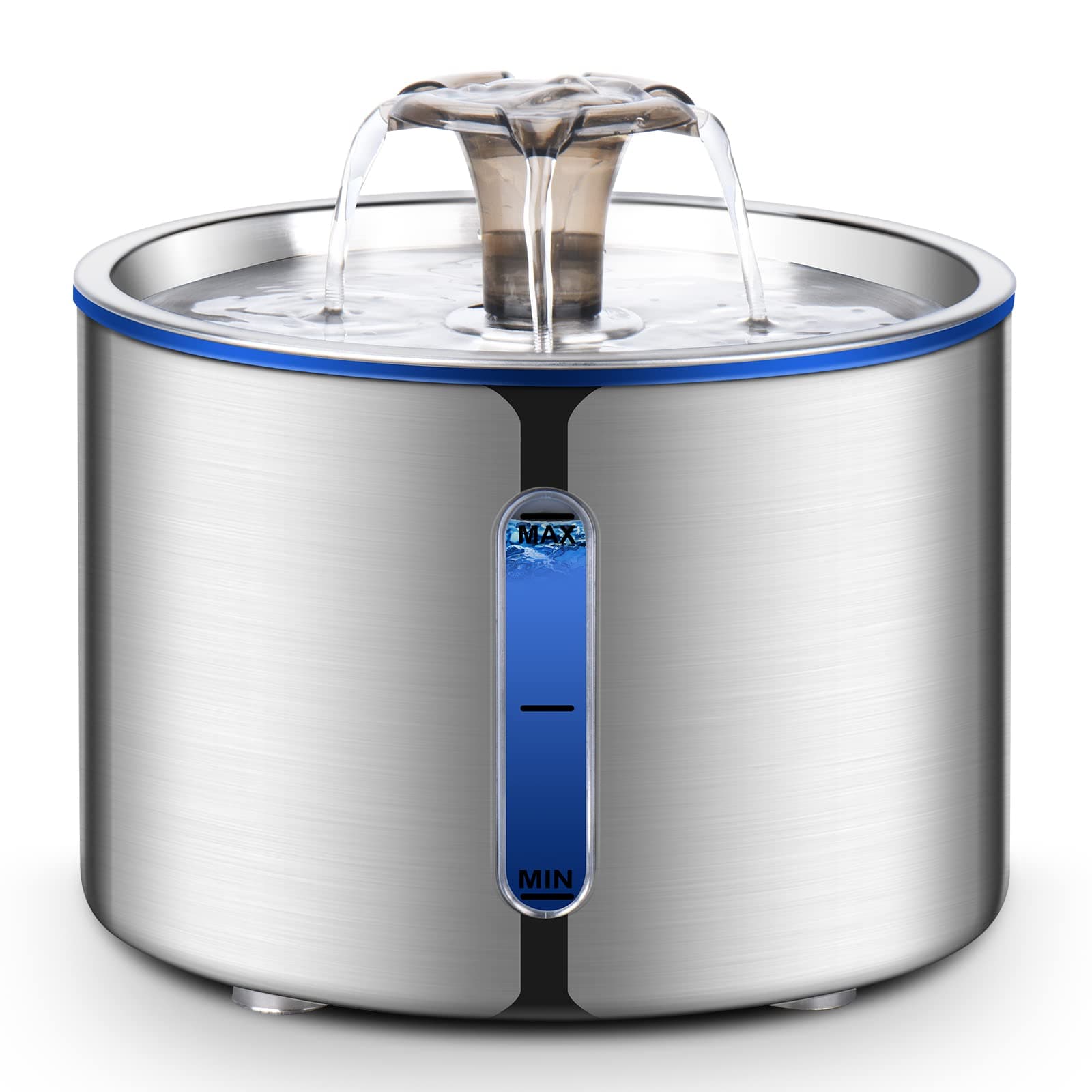 Cat Water Fountain, 84oz/2.5L Stainless Steel Pet Water Fountain for Cats, Dogs and Multiple Pets, Automatic Dog Water Dispenser with Water Level Window, Ultra-Quiet Pump